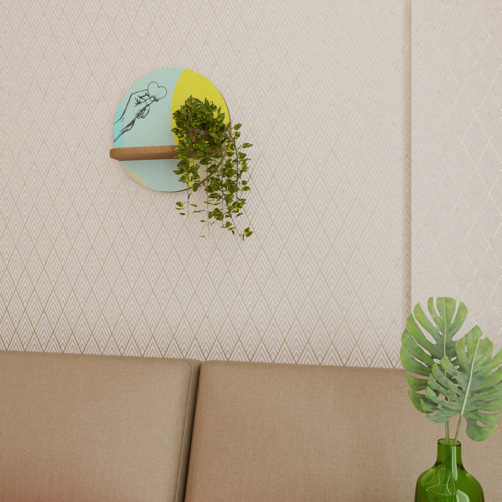 BODY LANGUAGE Prateleira Redonda Decorativa em Efeito Carvalho