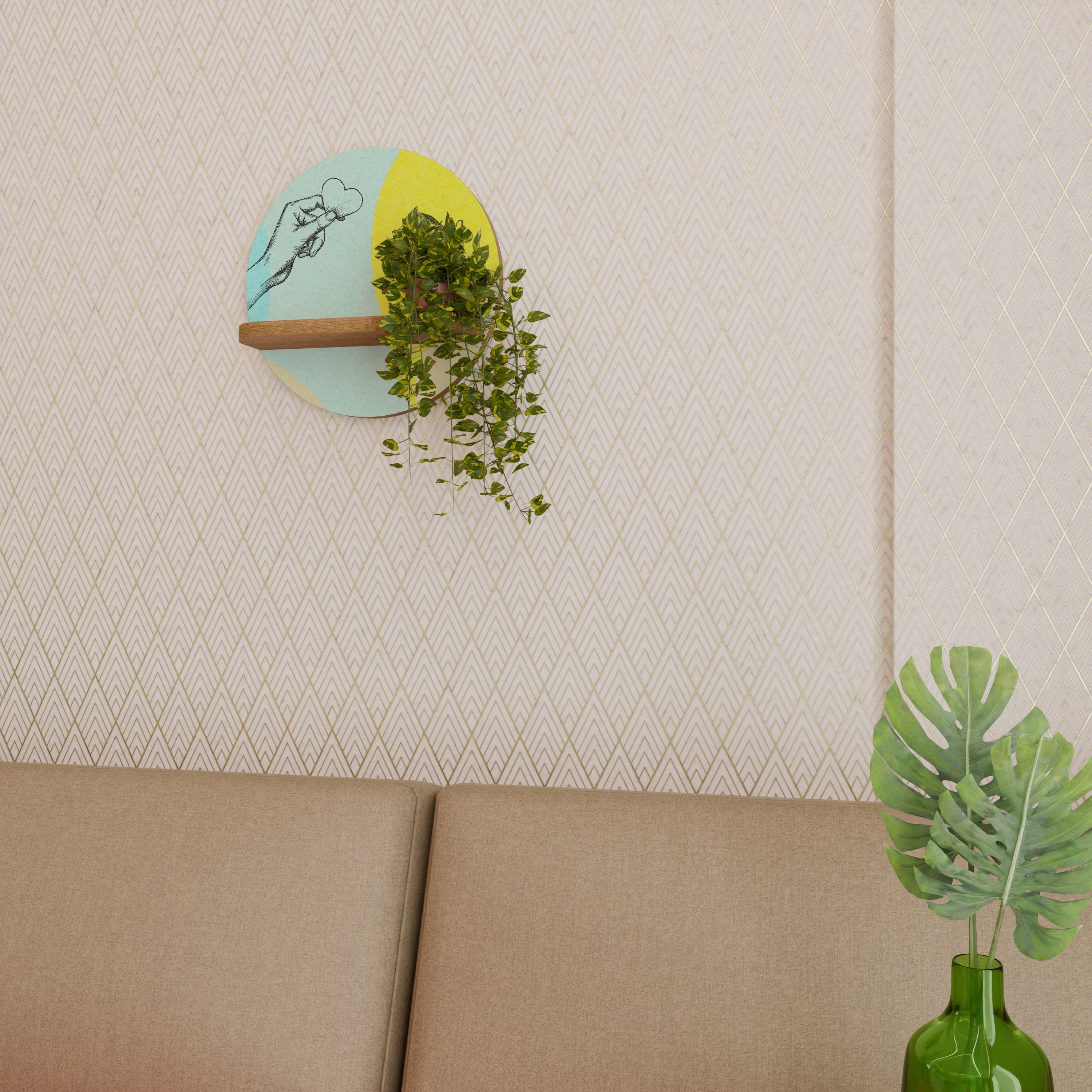 BODY LANGUAGE Prateleira Redonda Decorativa em Efeito Carvalho