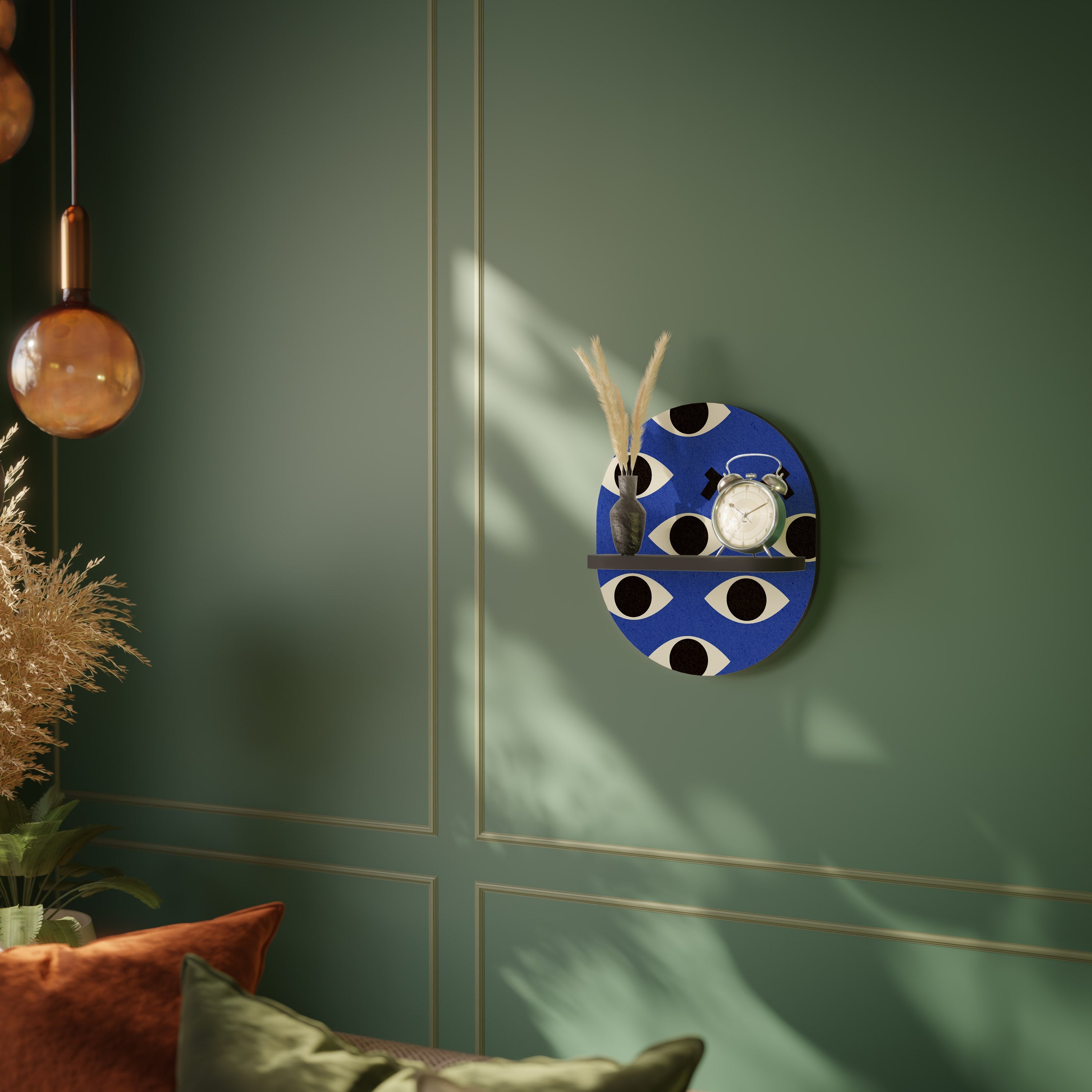 GEOMETRIC EYES Prateleira Oval Decorativa em Acabamento Preto