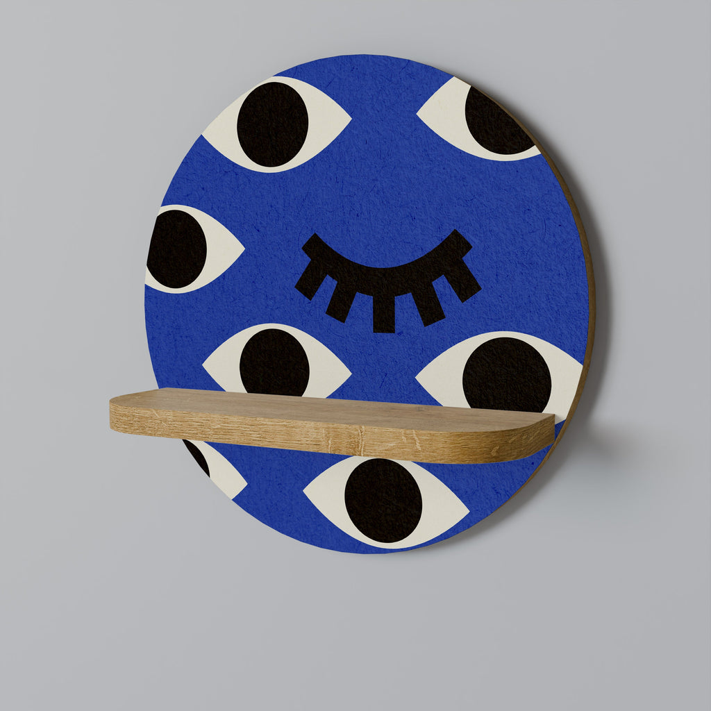 GEOMETRIC EYES Prateleira Redonda Decorativa em Efeito Carvalho