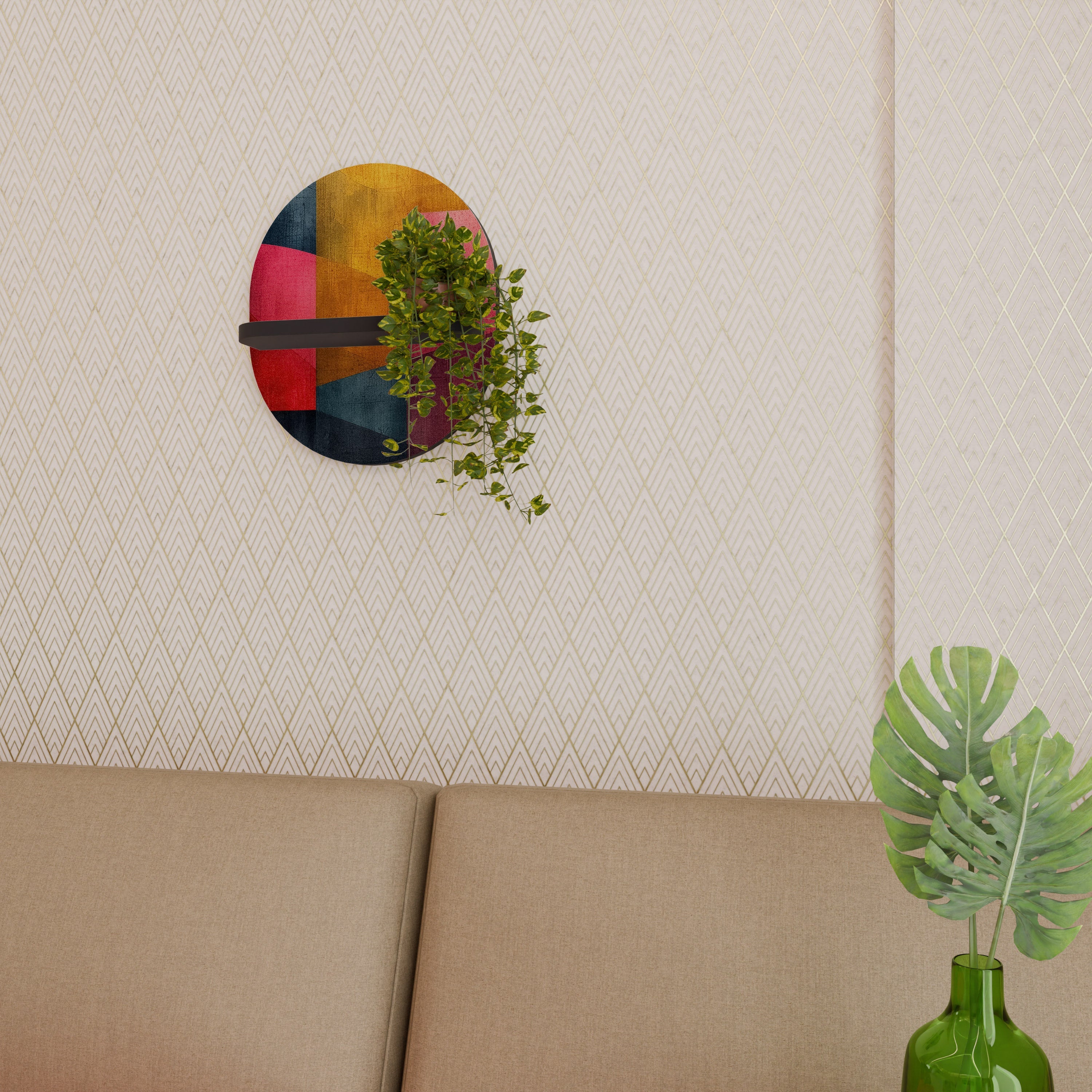 COLORFUL SOUNDS Prateleira Oval Decorativa em Acabamento Preto