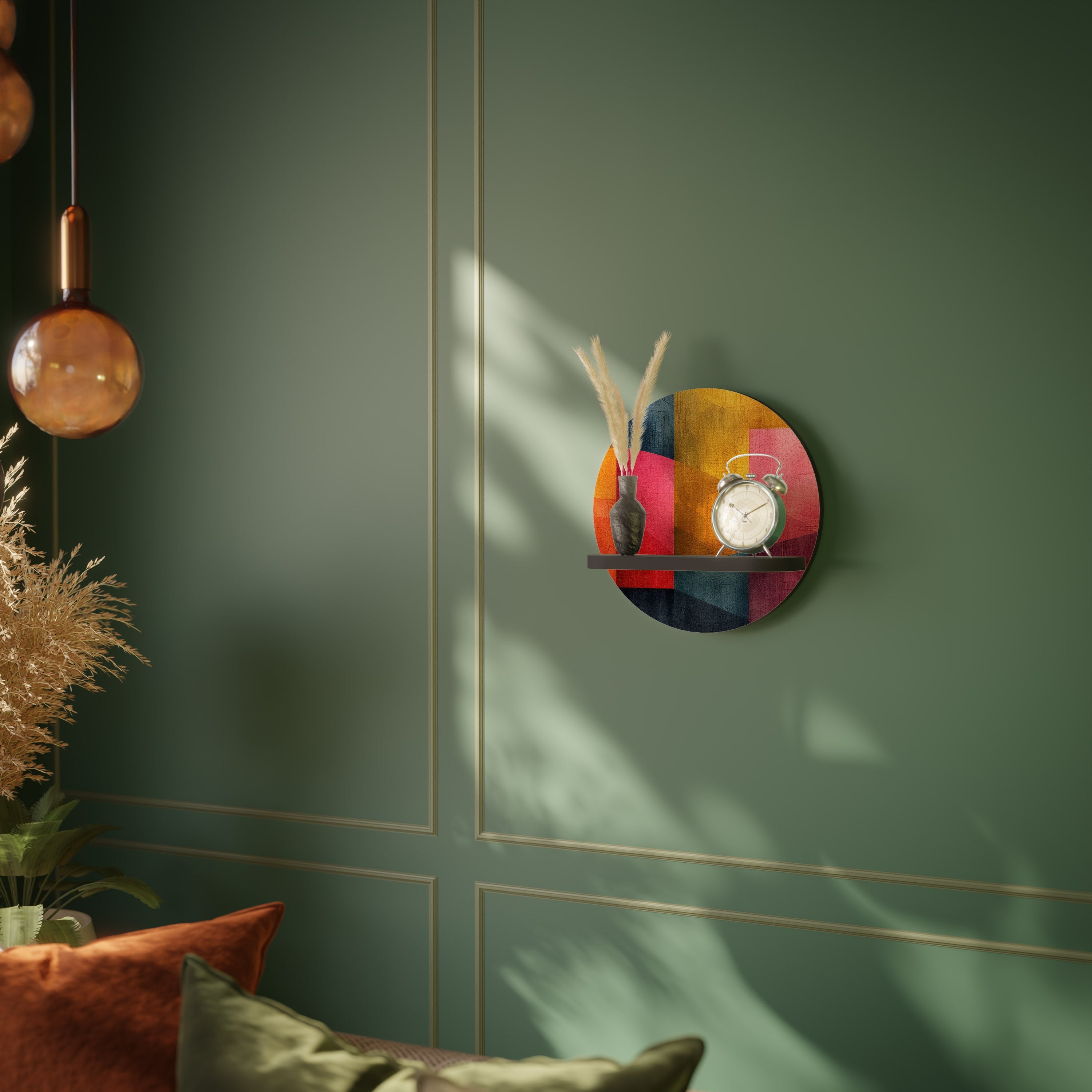 COLORFUL SOUNDS Prateleira Redonda Decorativa em Acabamento Preto