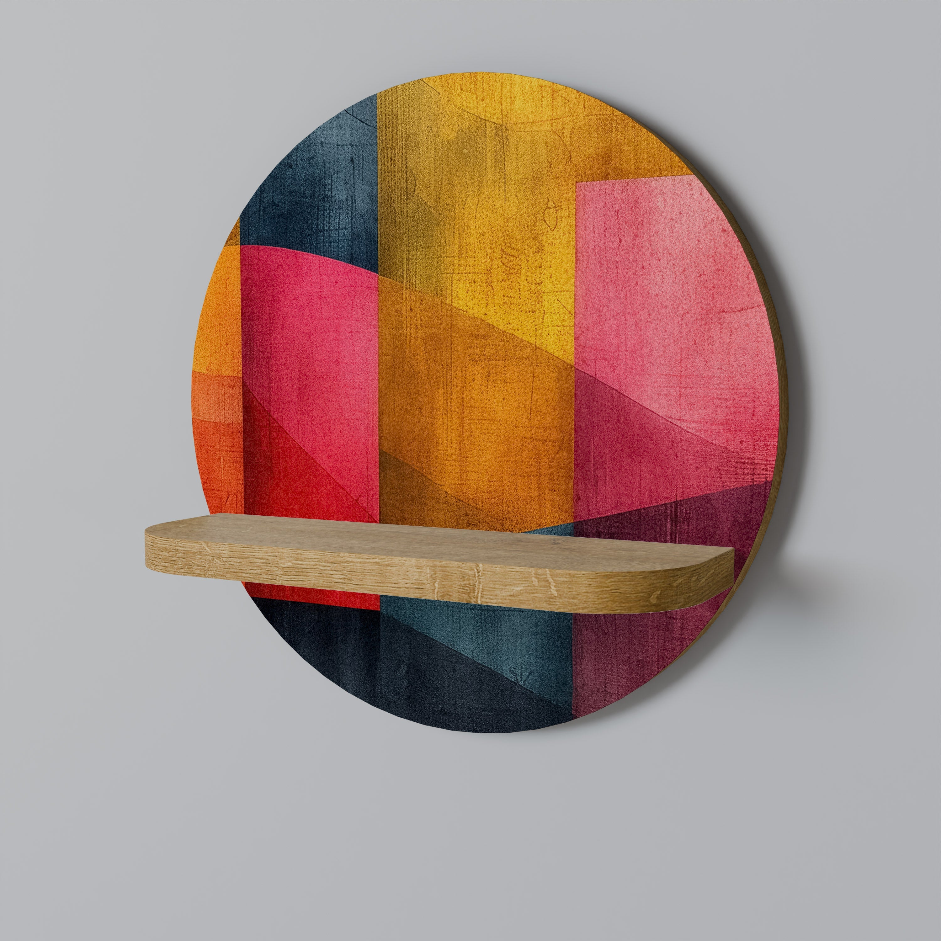 COLORFUL SOUNDS Prateleira Redonda Decorativa em Efeito Carvalho