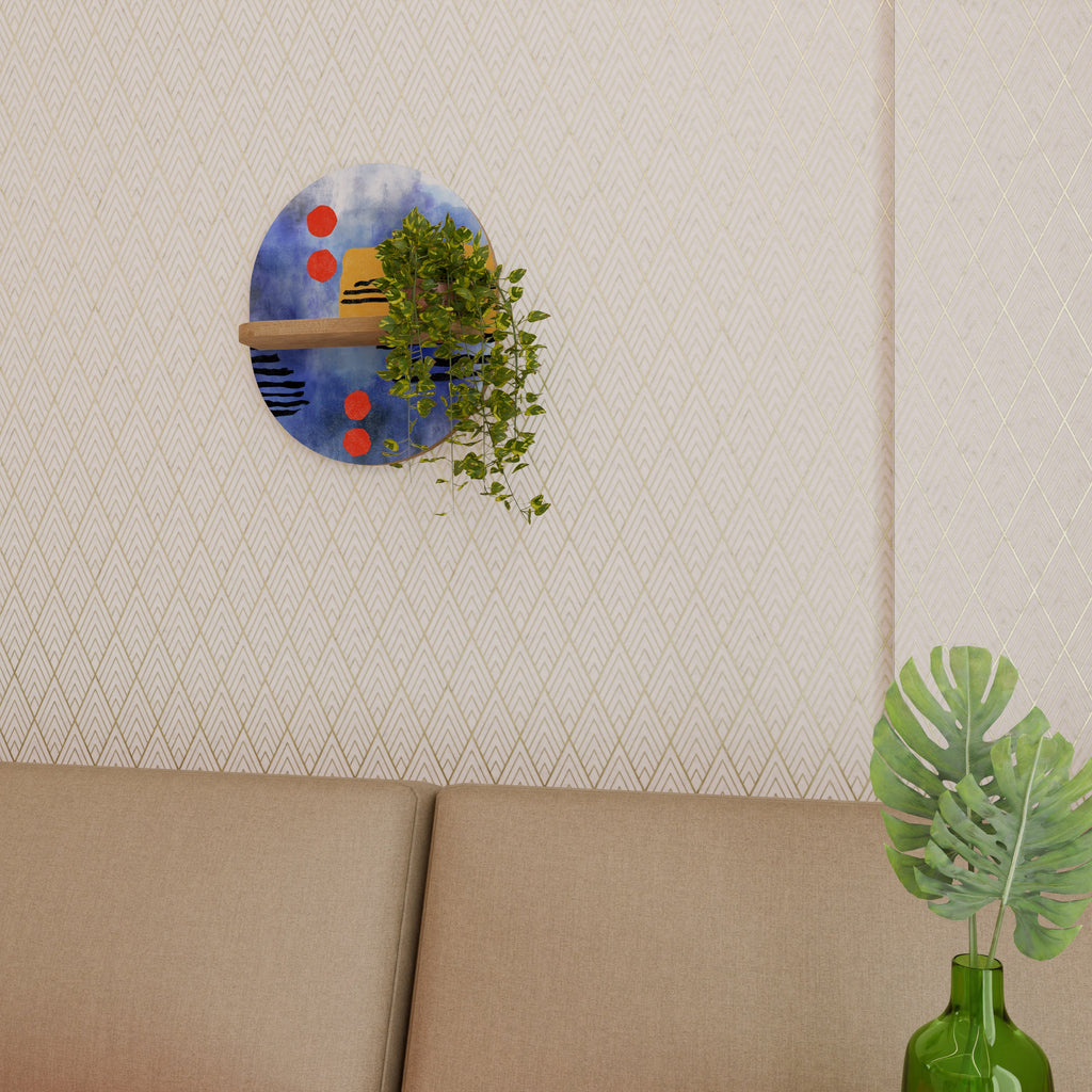 NIGHTFALL VIBRANCE Prateleira Oval Decorativa em Efeito Carvalho