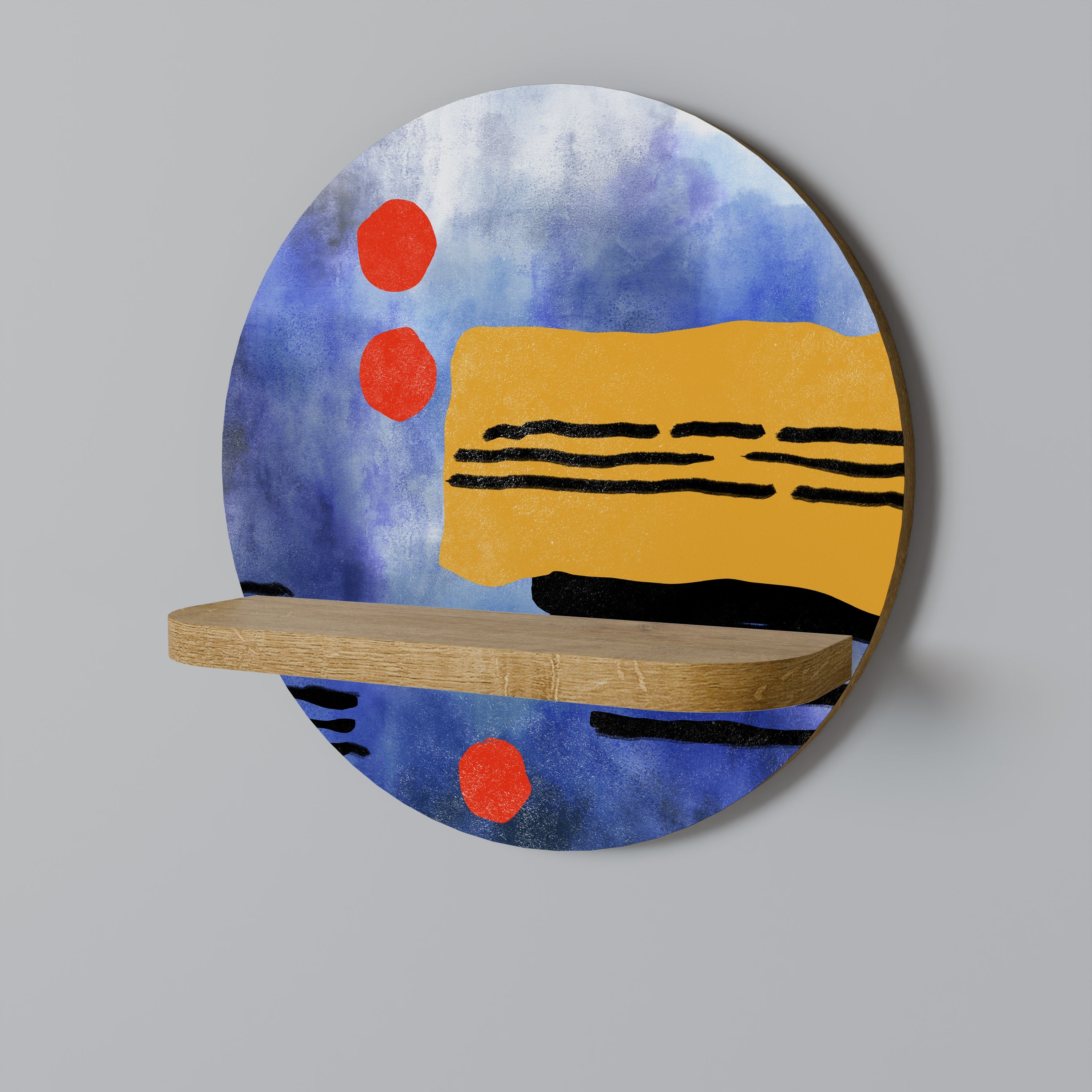 NIGHTFALL VIBRANCE Prateleira Redonda Decorativa em Efeito Carvalho