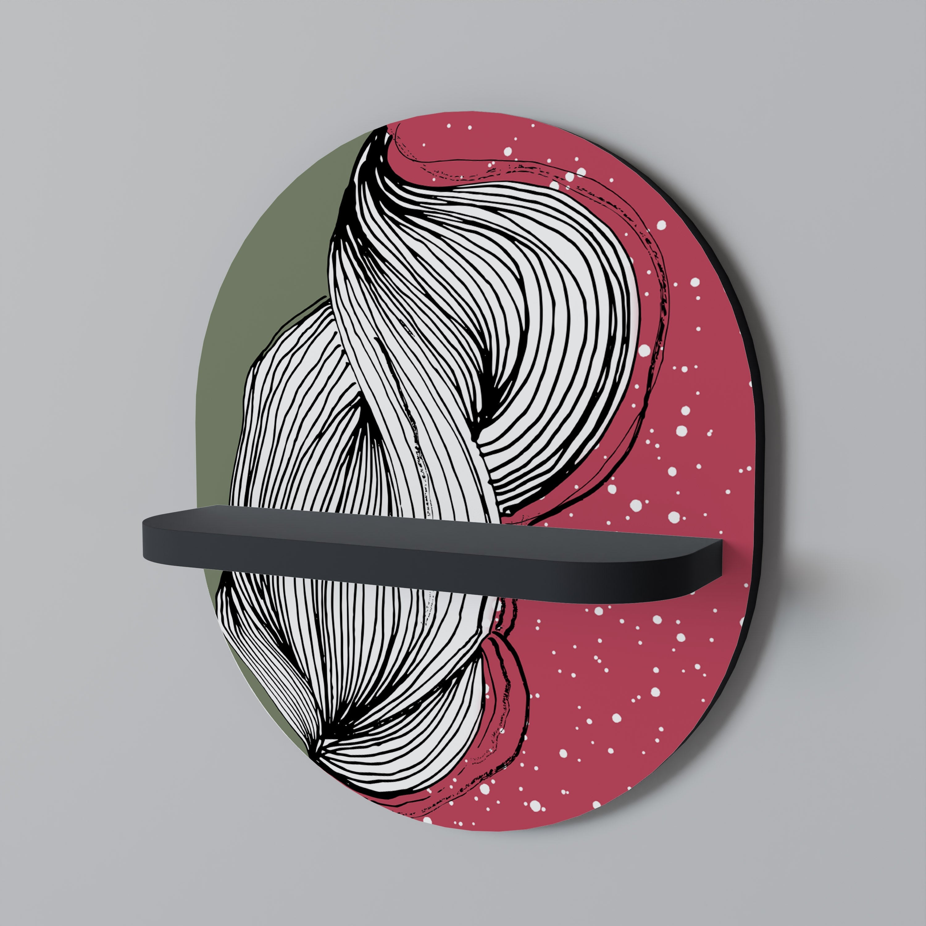 BE TOGETHER Prateleira Oval Decorativa em Acabamento Preto