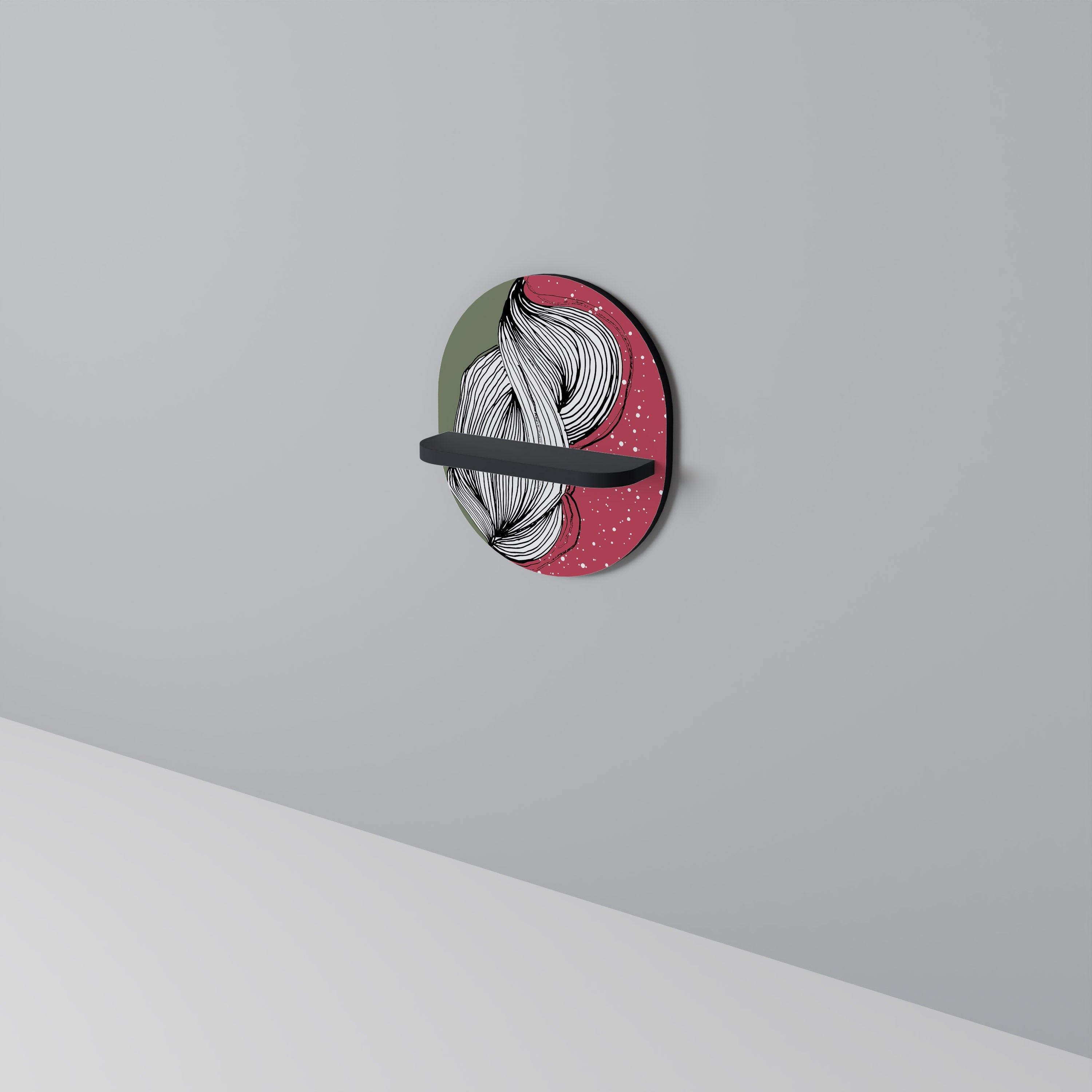 BE TOGETHER Prateleira Oval Decorativa em Acabamento Preto