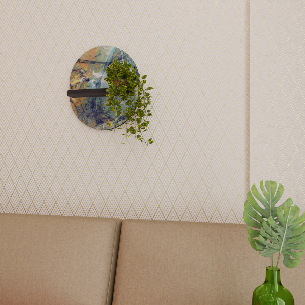 ABSTRACT THOUGHTS Prateleira Oval Decorativa em Acabamento Preto