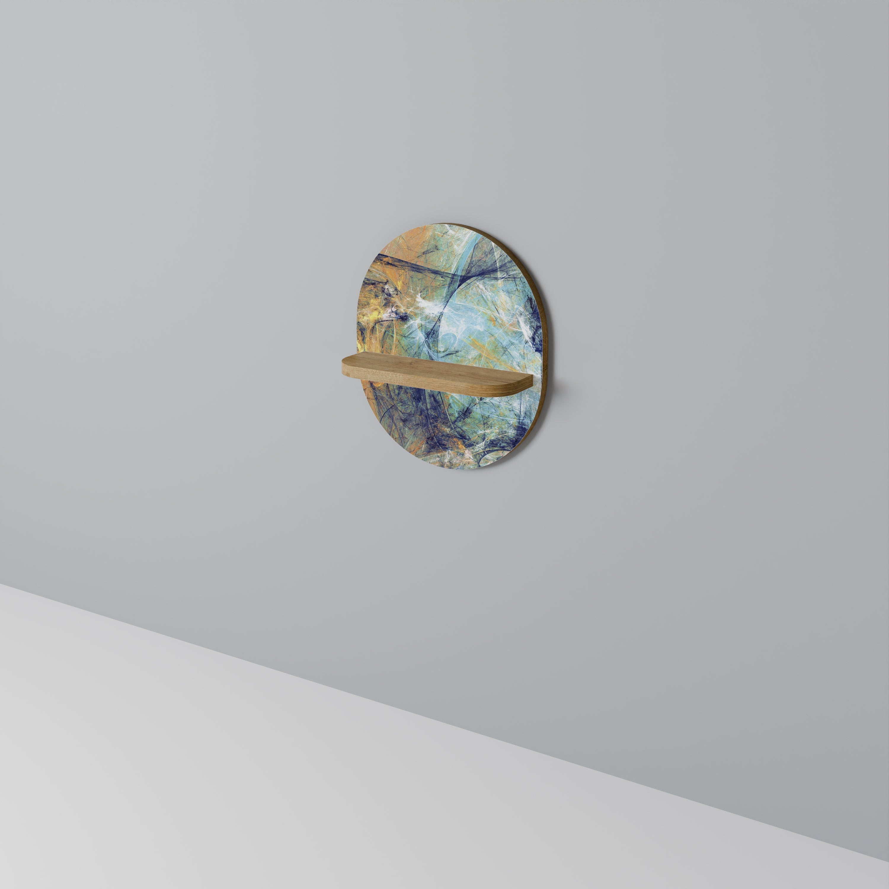 ABSTRACT THOUGHTS Prateleira Oval Decorativa em Efeito Carvalho