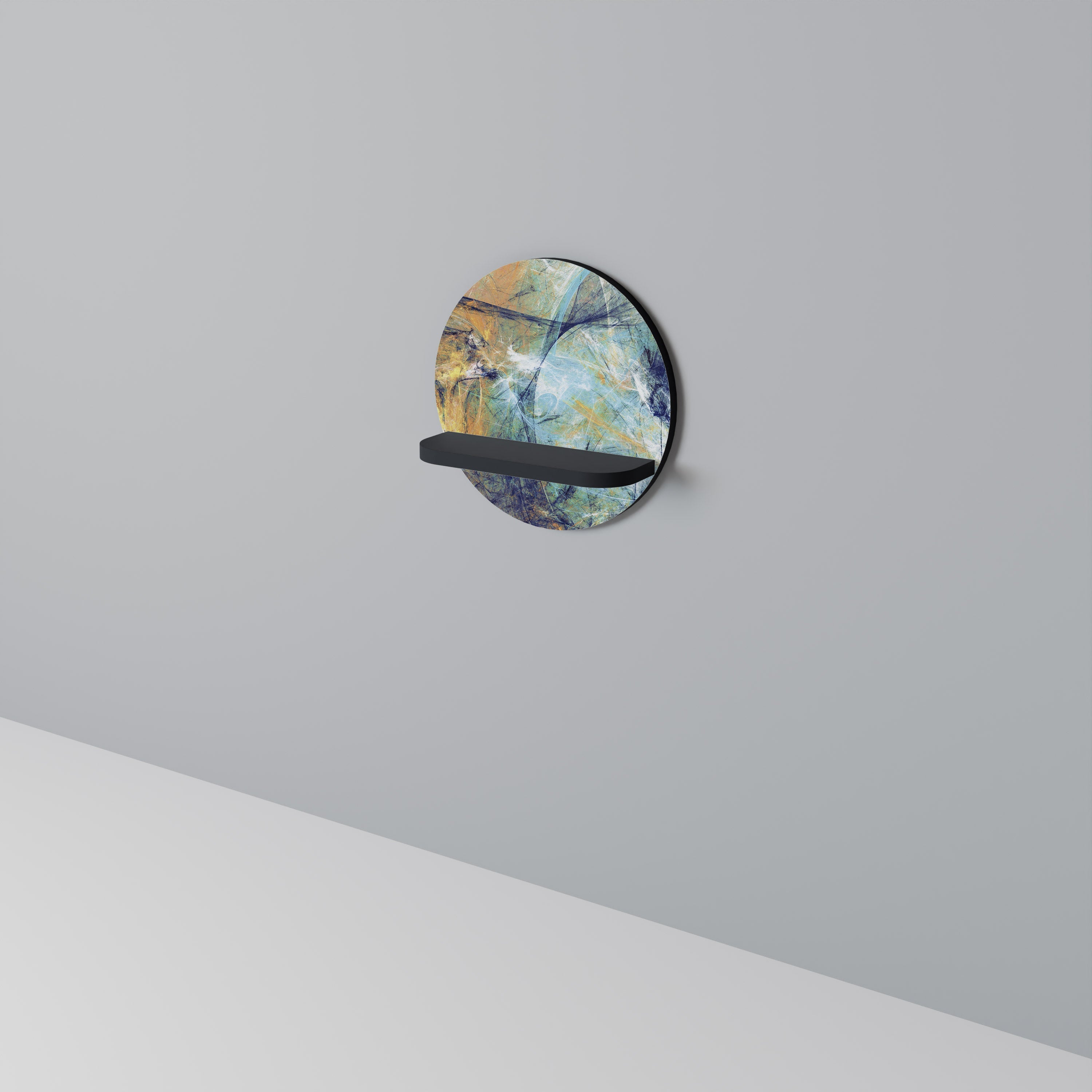 ABSTRACT THOUGHTS Prateleira Redonda Decorativa em Acabamento Preto