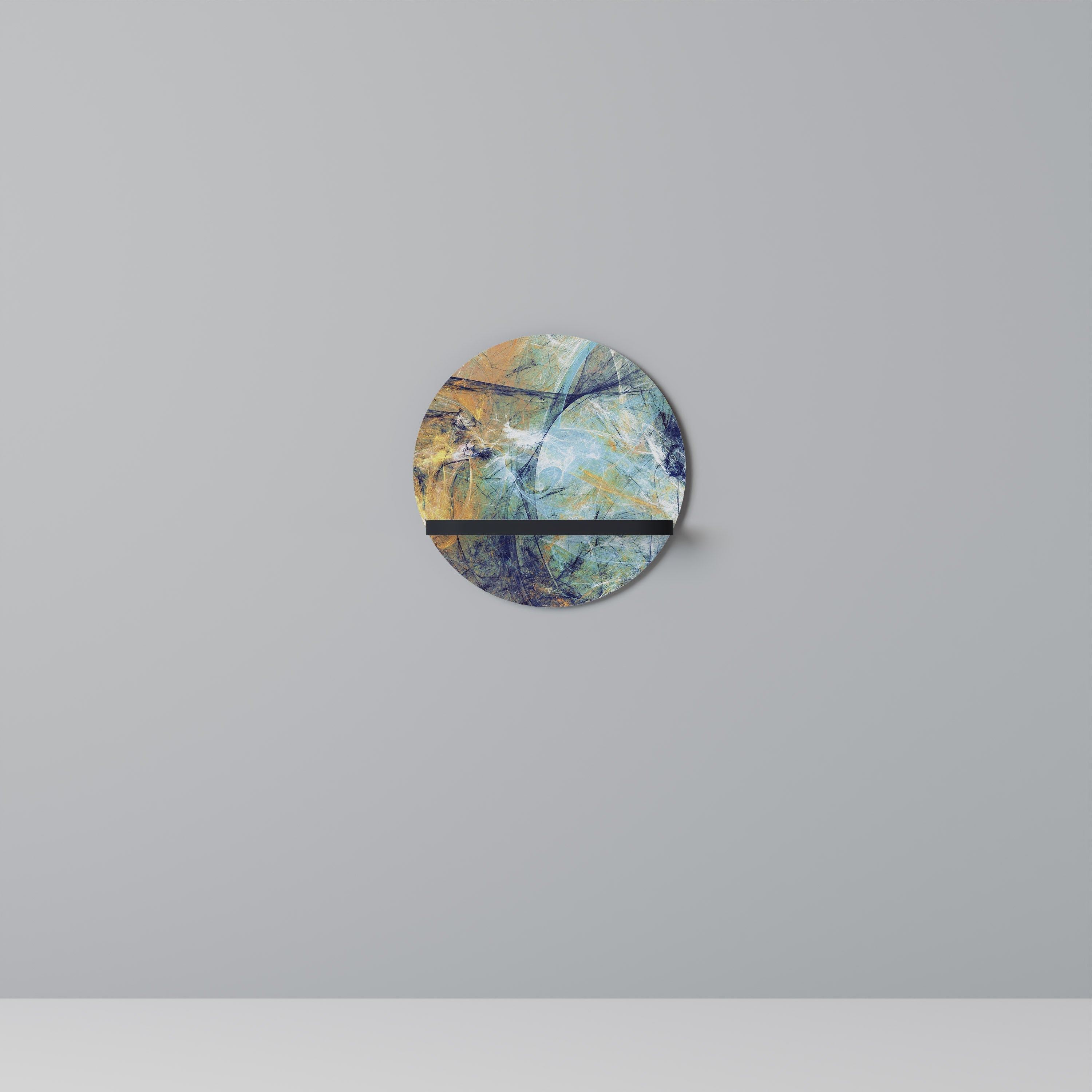 ABSTRACT THOUGHTS Prateleira Redonda Decorativa em Acabamento Preto