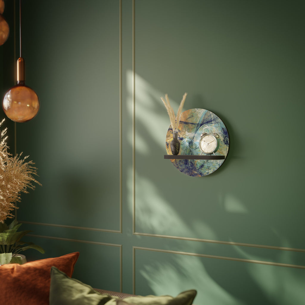 ABSTRACT THOUGHTS Prateleira Redonda Decorativa em Acabamento Preto