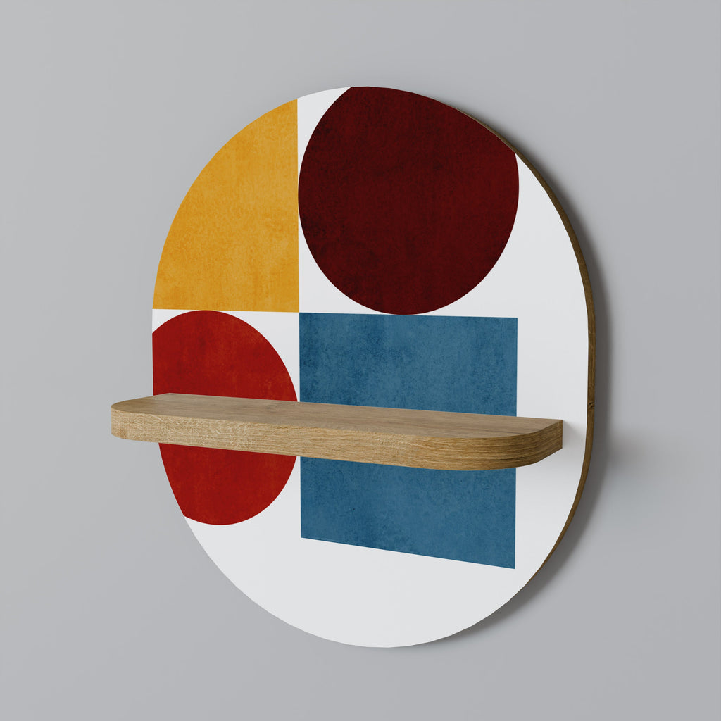 GEOMETRIC PUZZLE Prateleira Oval Decorativa em Efeito Carvalho