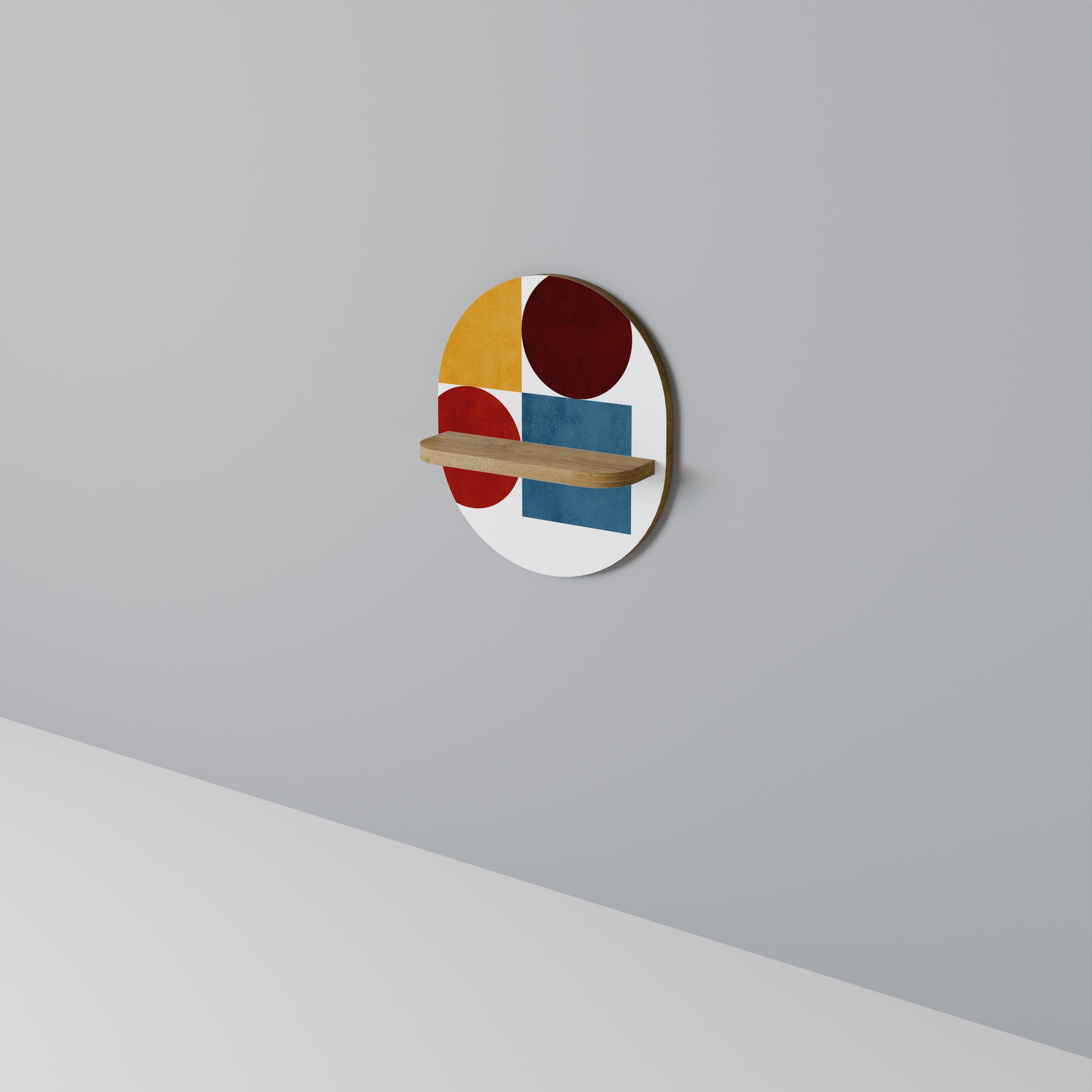 GEOMETRIC PUZZLE Prateleira Oval Decorativa em Efeito Carvalho