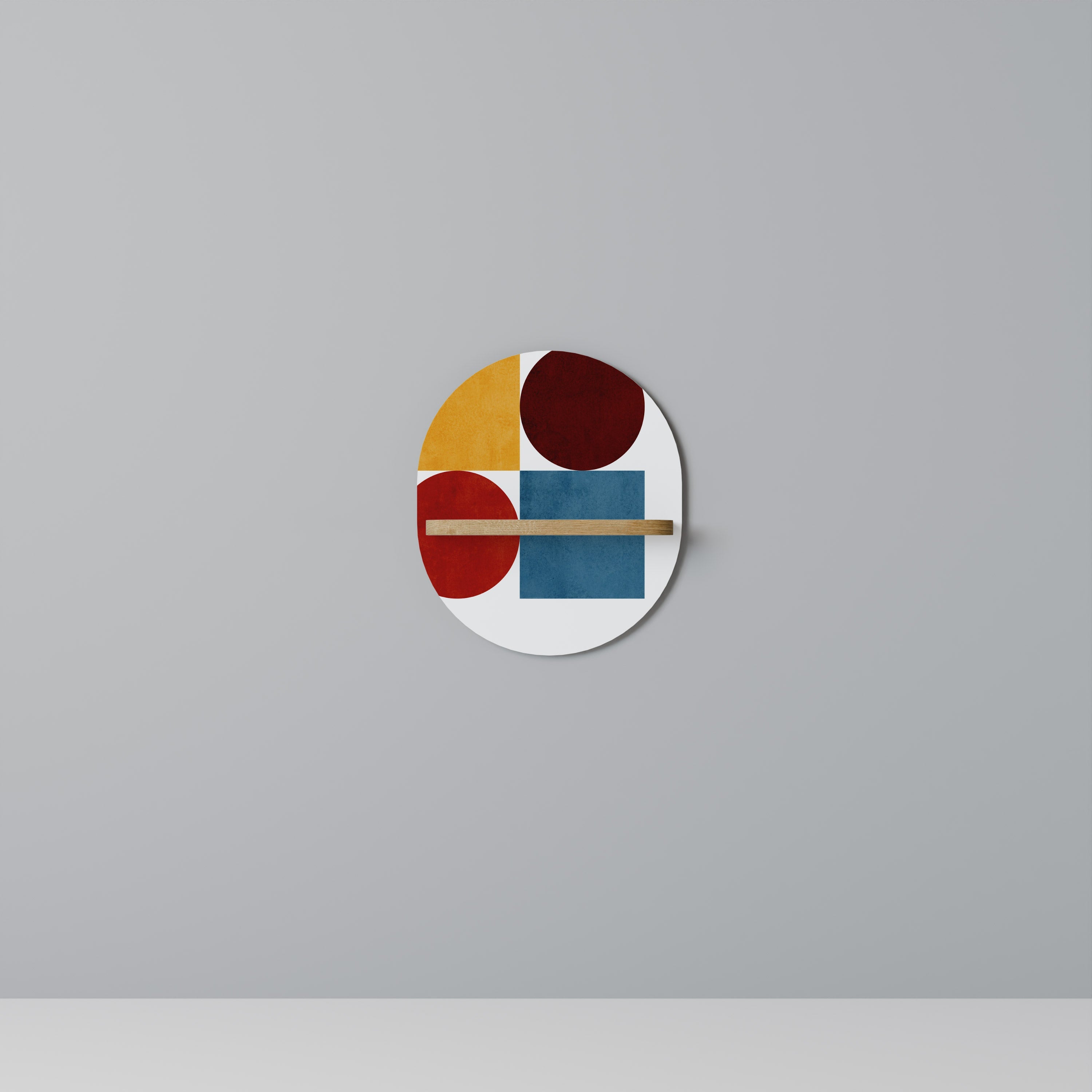 GEOMETRIC PUZZLE Prateleira Oval Decorativa em Efeito Carvalho