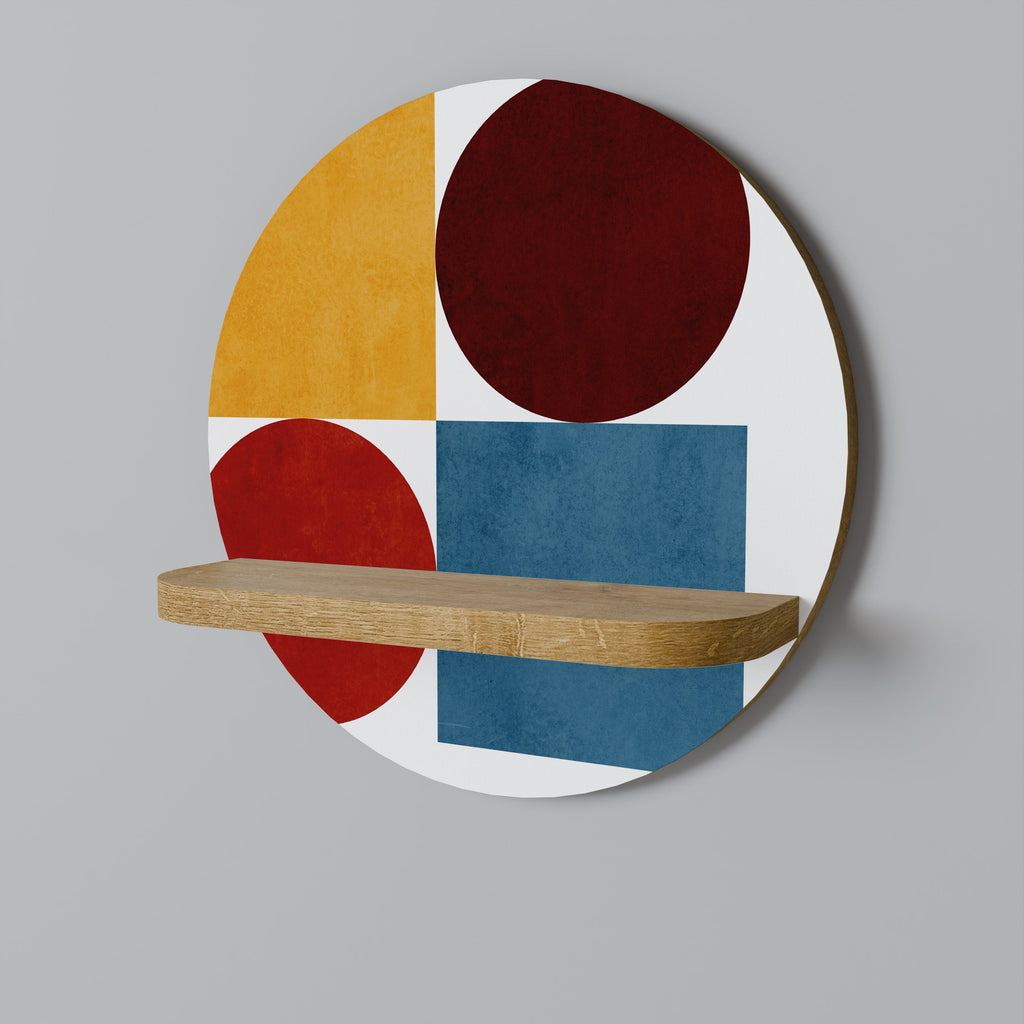 GEOMETRIC PUZZLE Prateleira Redonda Decorativa em Efeito Carvalho