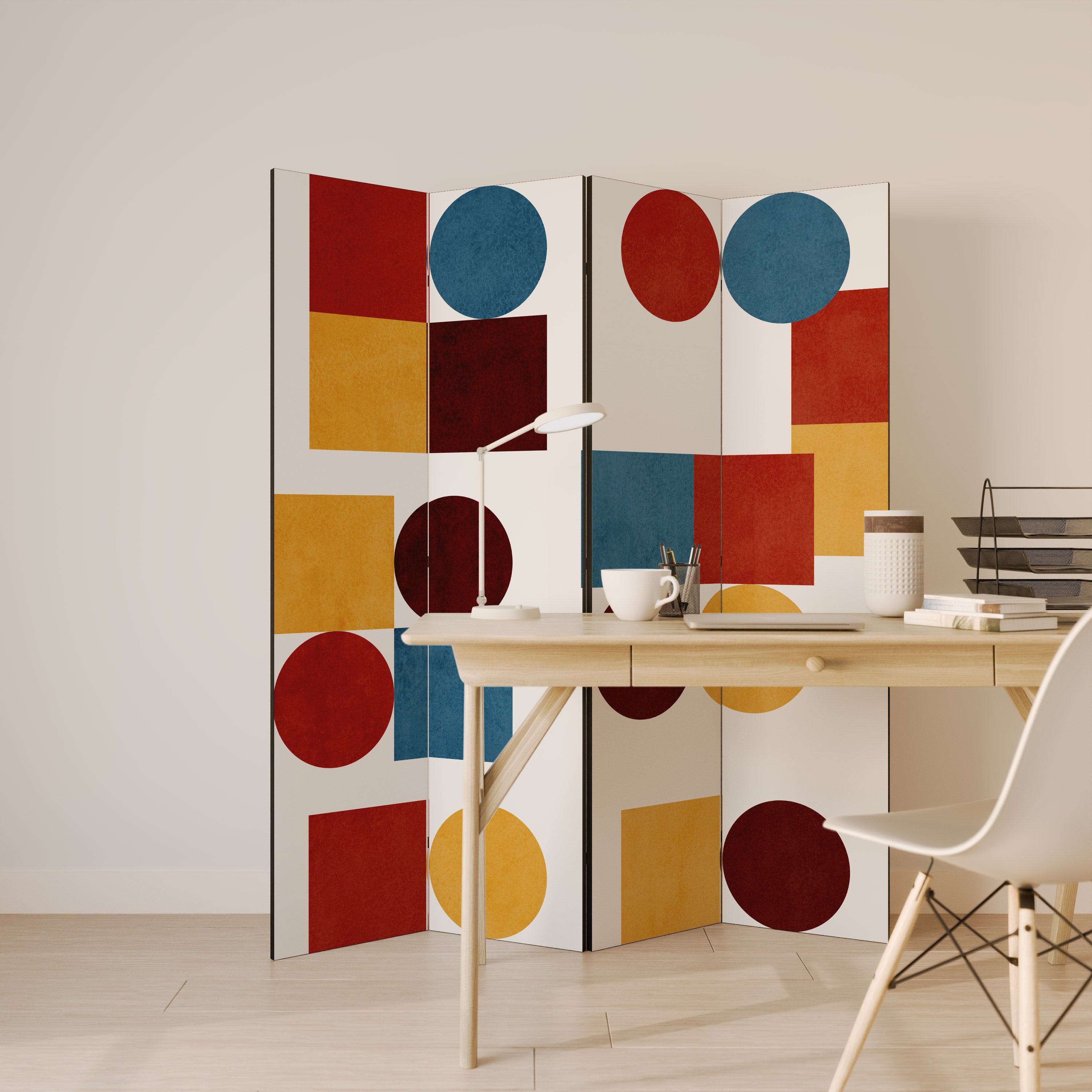 GEOMETRIC PUZZLE 4-Panel Room Divider