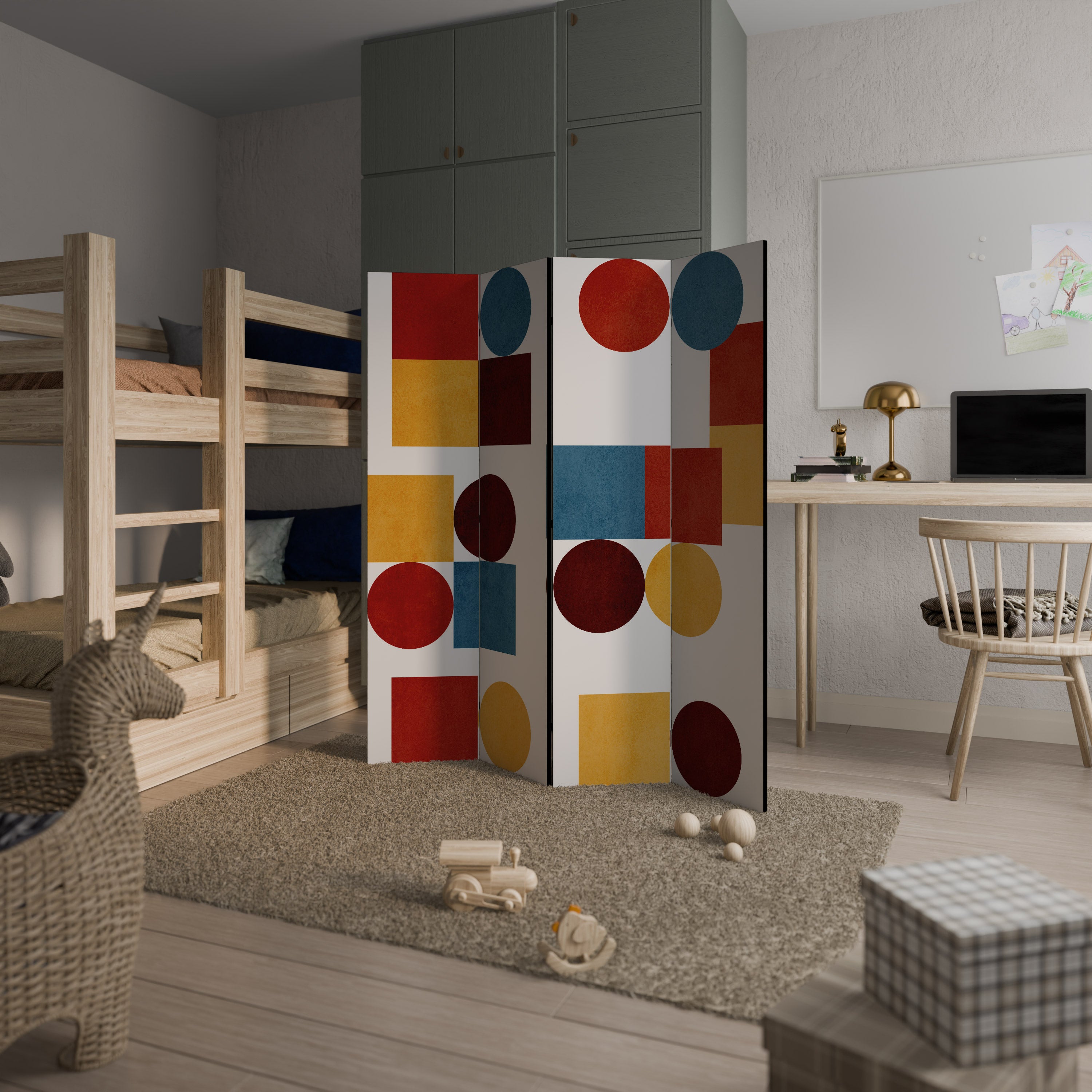GEOMETRIC PUZZLE 4-Panel Room Divider