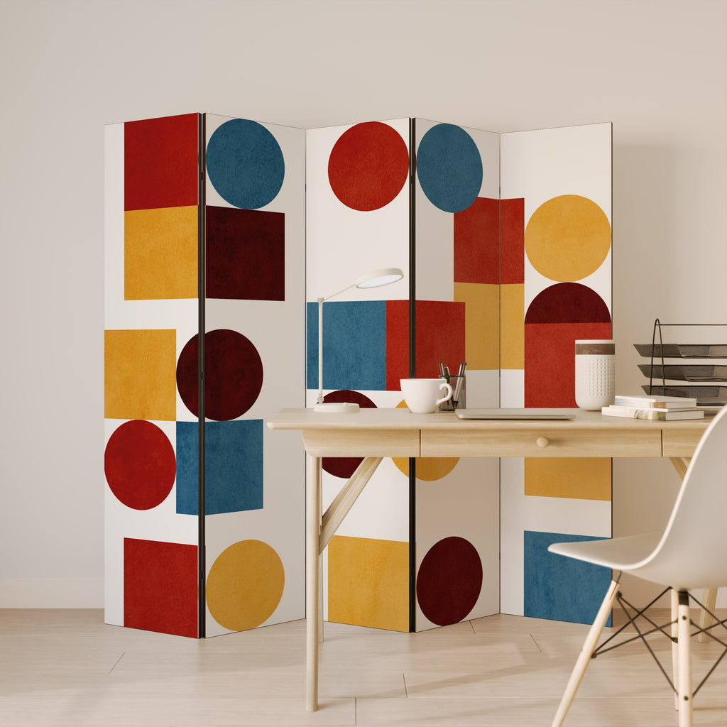 GEOMETRIC PUZZLE Biombo Decorativo de 5 Painéis
