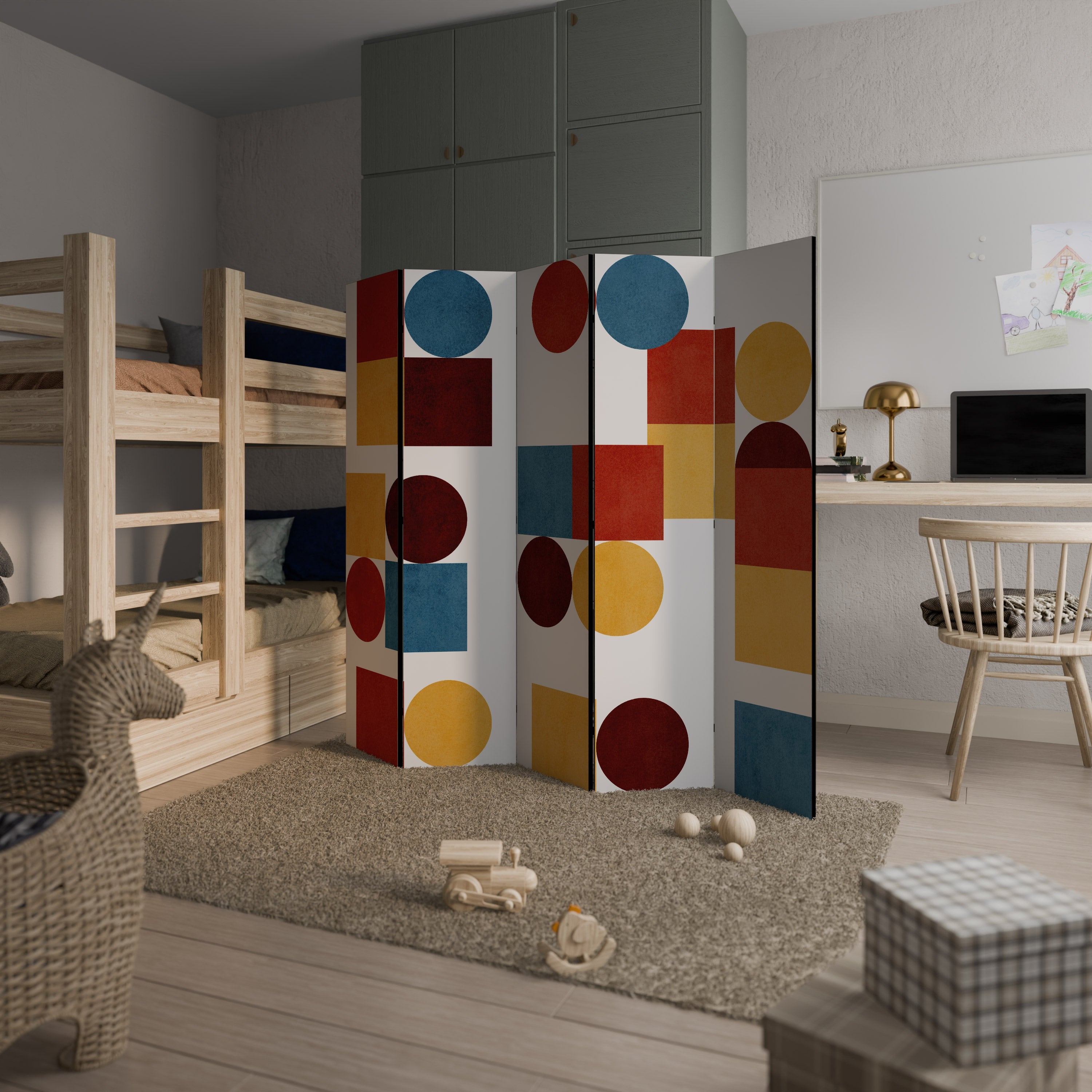 GEOMETRIC PUZZLE Biombo Decorativo de 5 Painéis