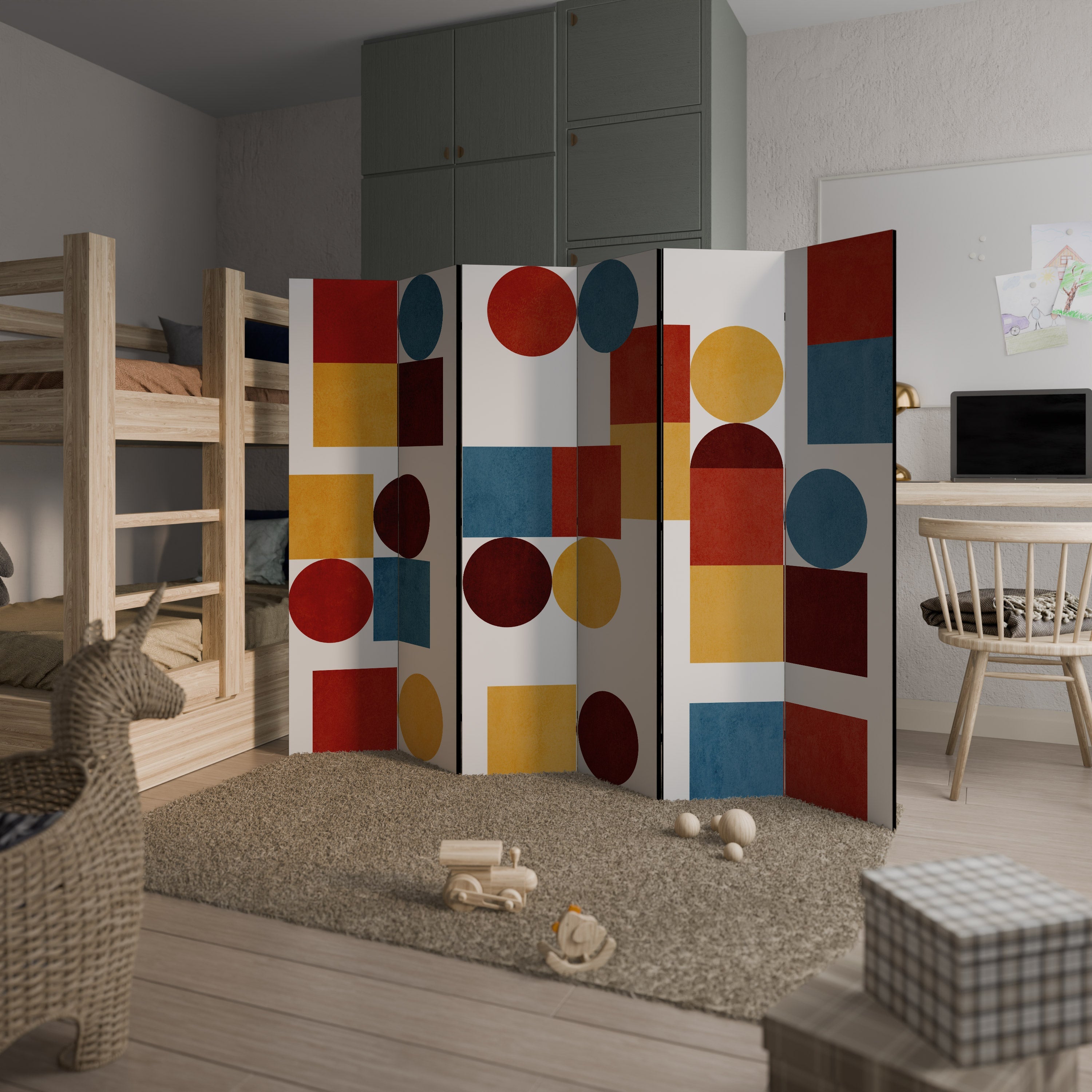 GEOMETRIC PUZZLE Biombo Decorativo de 6 Painéis