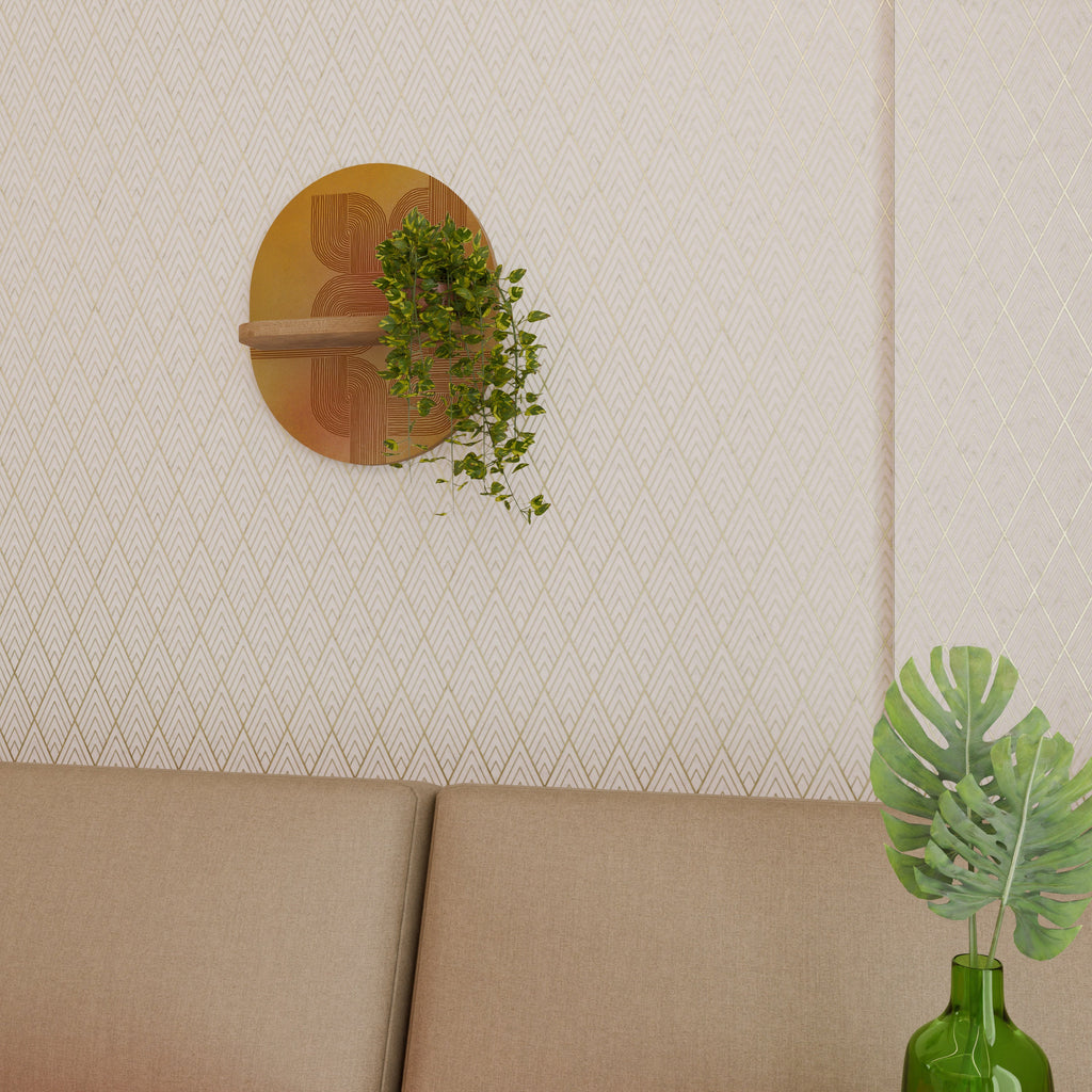 STRENGTHENING RELATION Prateleira Oval Decorativa em Efeito Carvalho