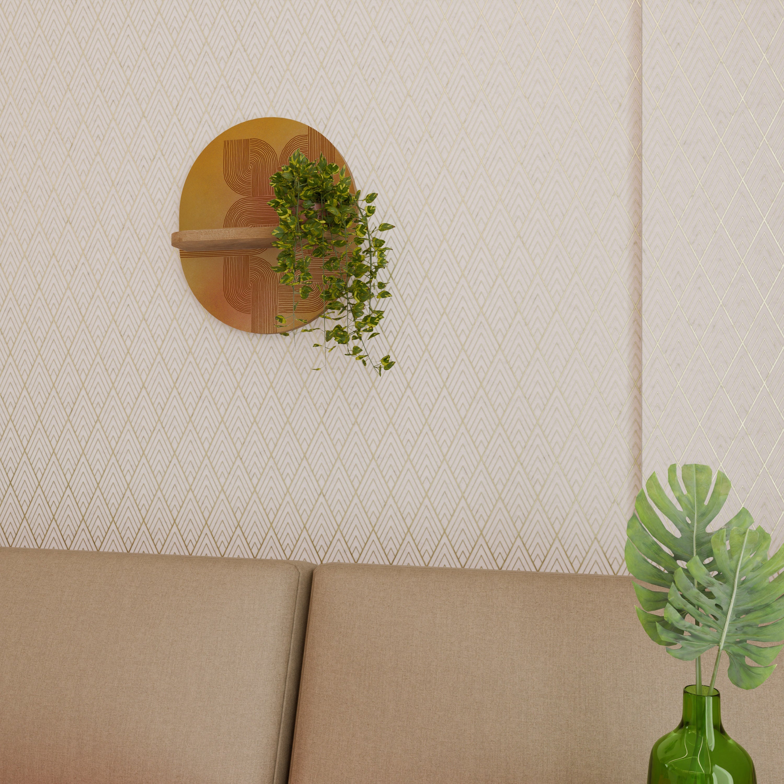 STRENGTHENING RELATION Prateleira Oval Decorativa em Efeito Carvalho