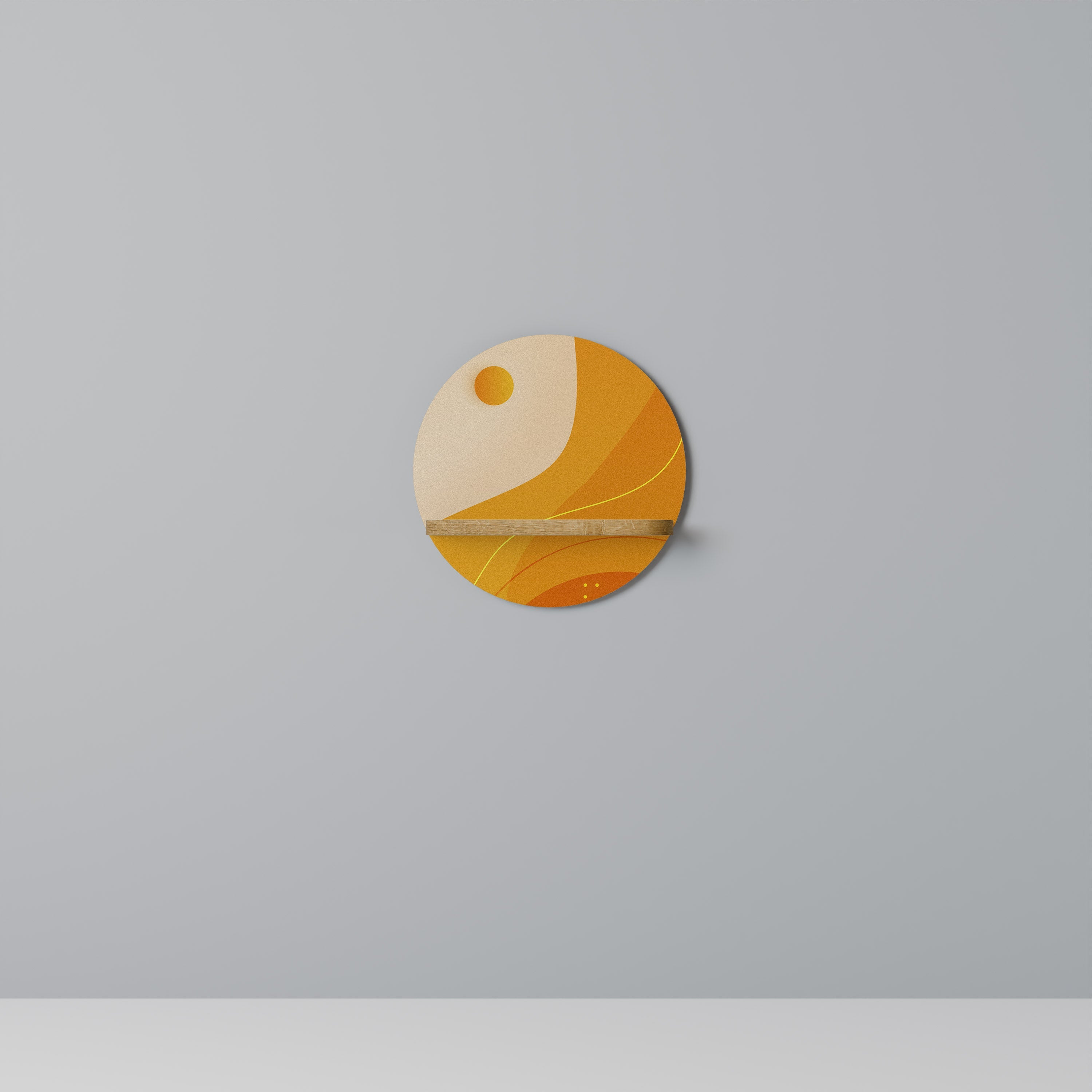 ORANGE ARRANGEMENT Prateleira Redonda Decorativa em Efeito Carvalho