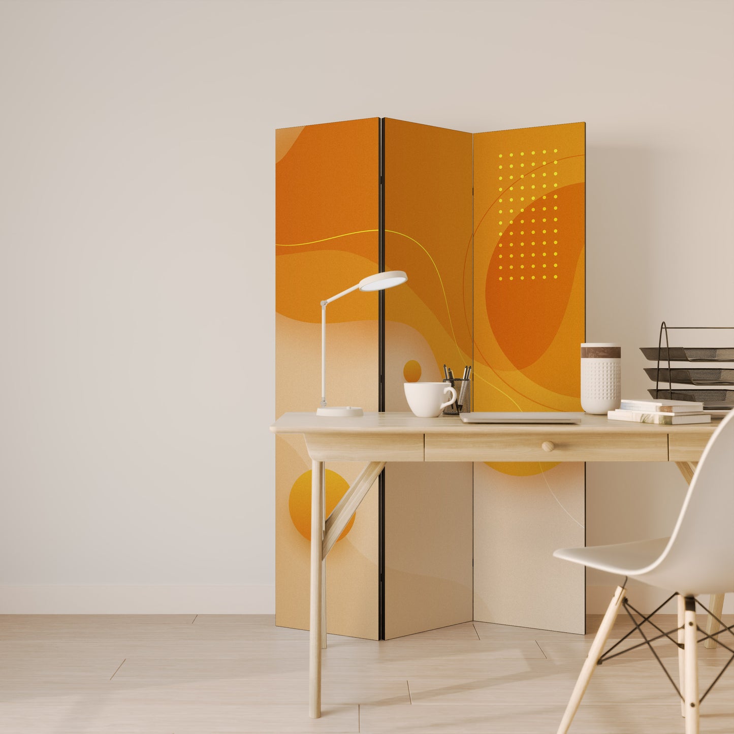 ORANGE ARRANGEMENT Biombo de 3 Painéis
