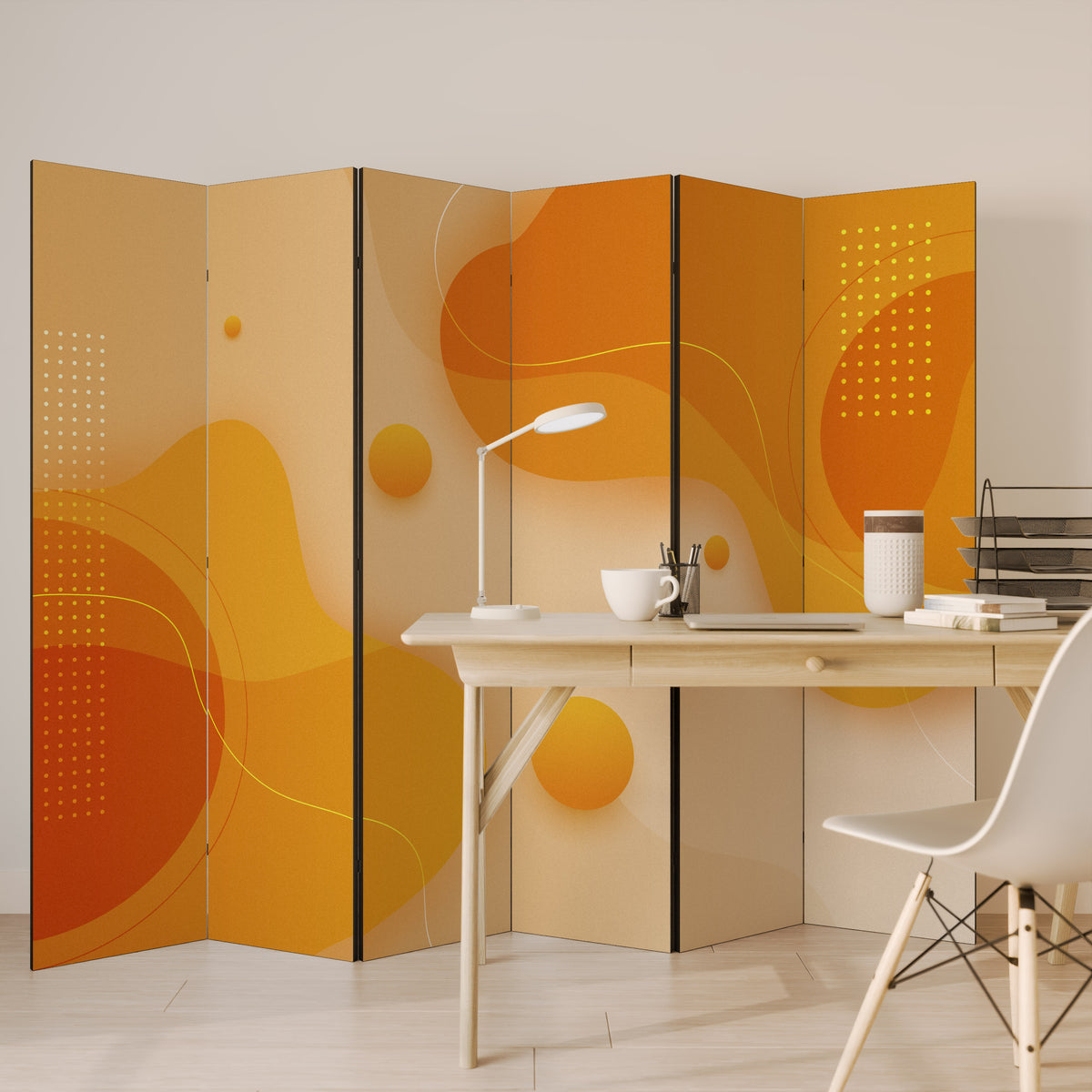 ORANGE ARRANGEMENT Biombo de 6 Painéis