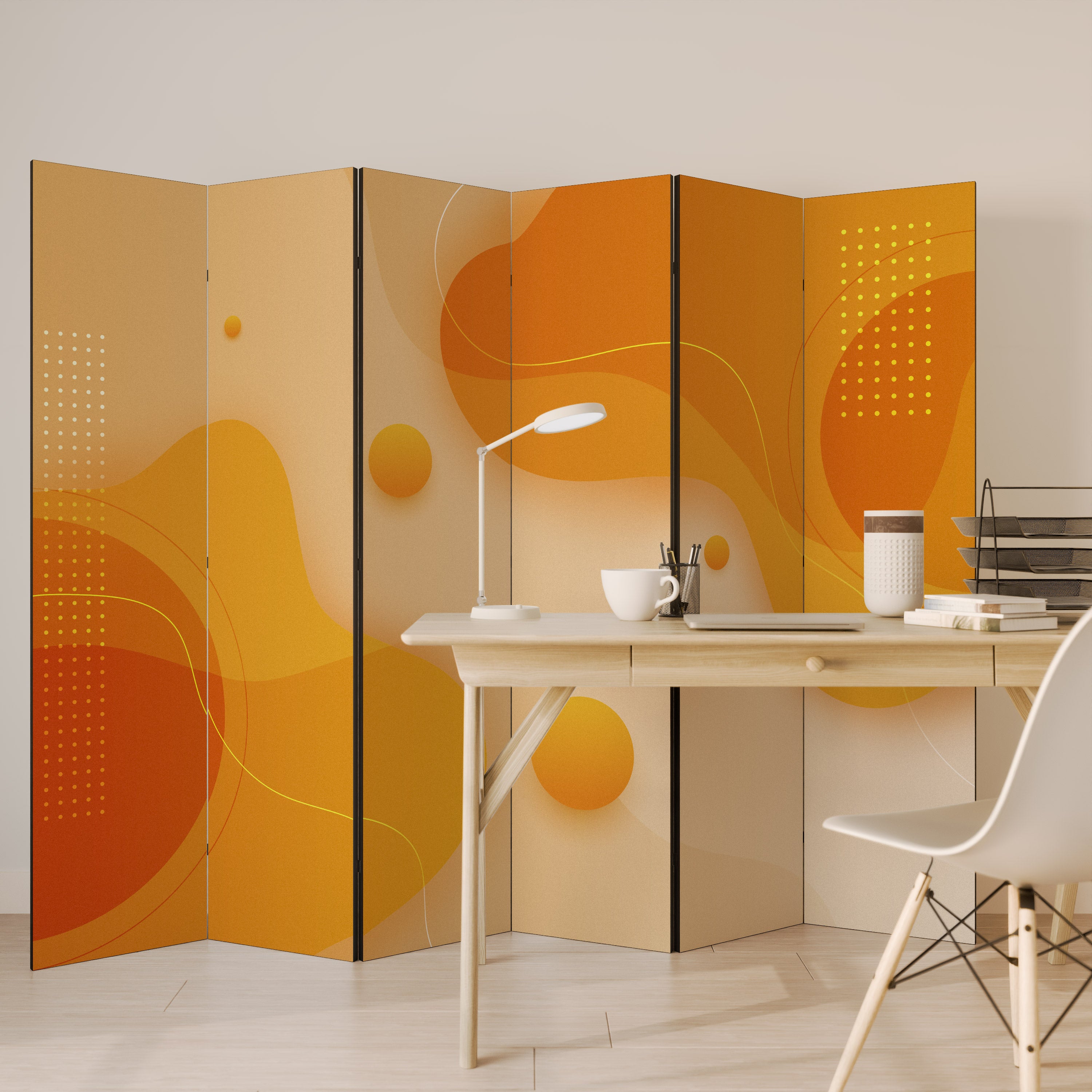 ORANGE ARRANGEMENT Biombo de 6 Painéis