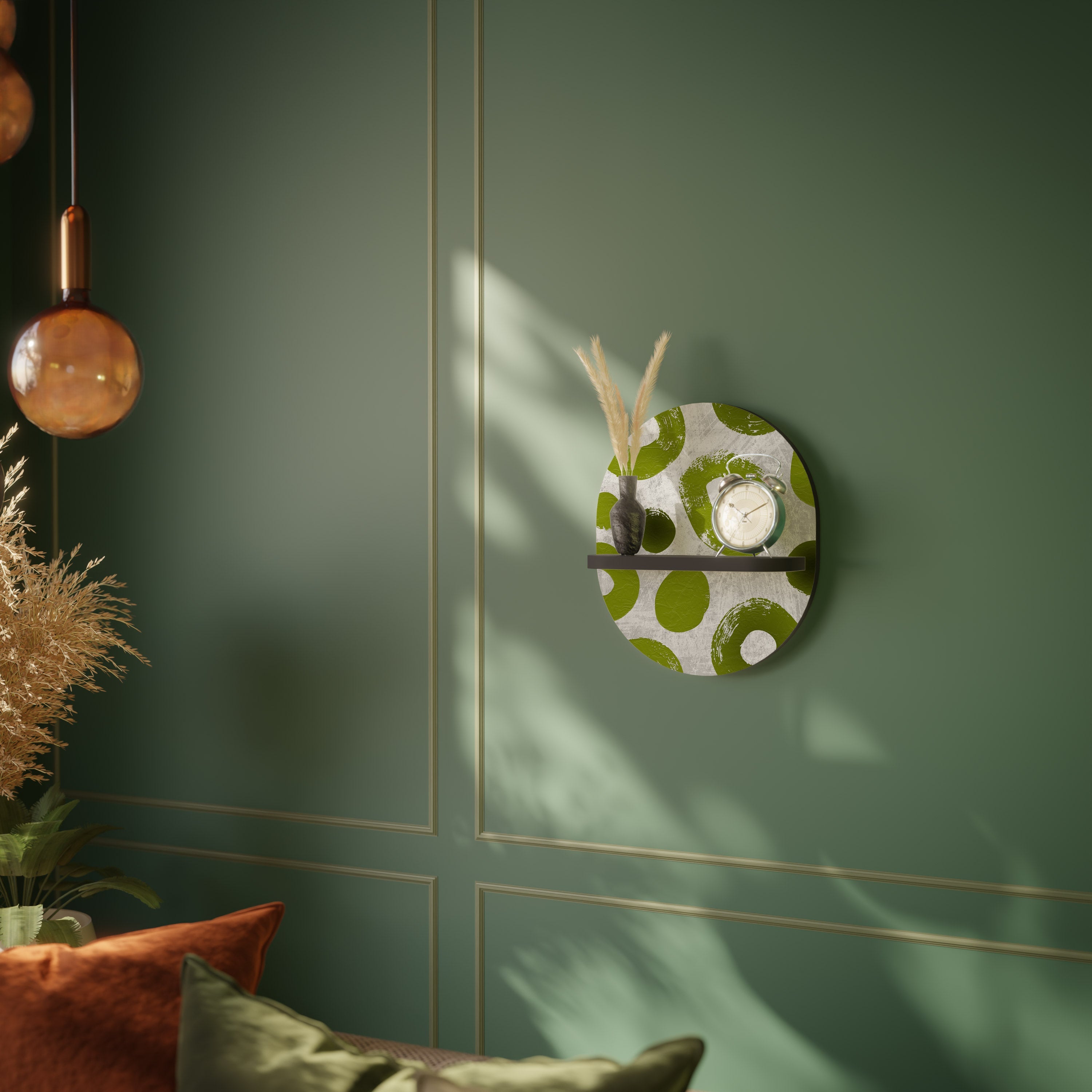 GREEN RHAPSODY Prateleira Oval Decorativa em Acabamento Preto