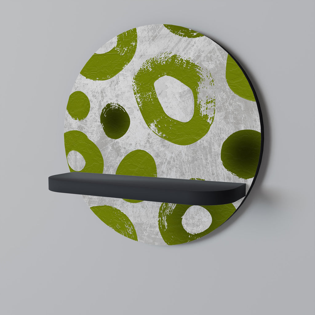GREEN RHAPSODY Round Art Shelf In Black Finish
