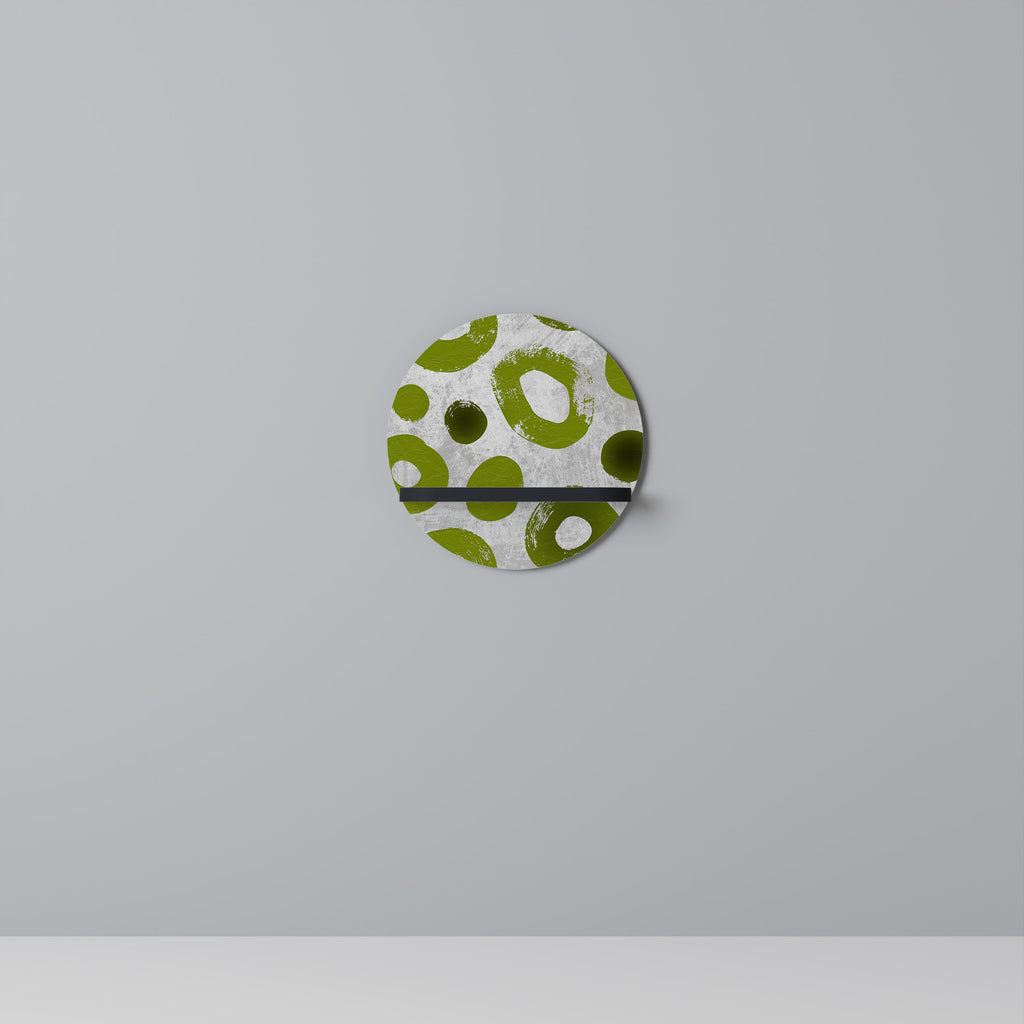 GREEN RHAPSODY Round Art Shelf In Black Finish