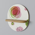 COLORFUL COSMOS Oval Art Shelf In Oak Effect