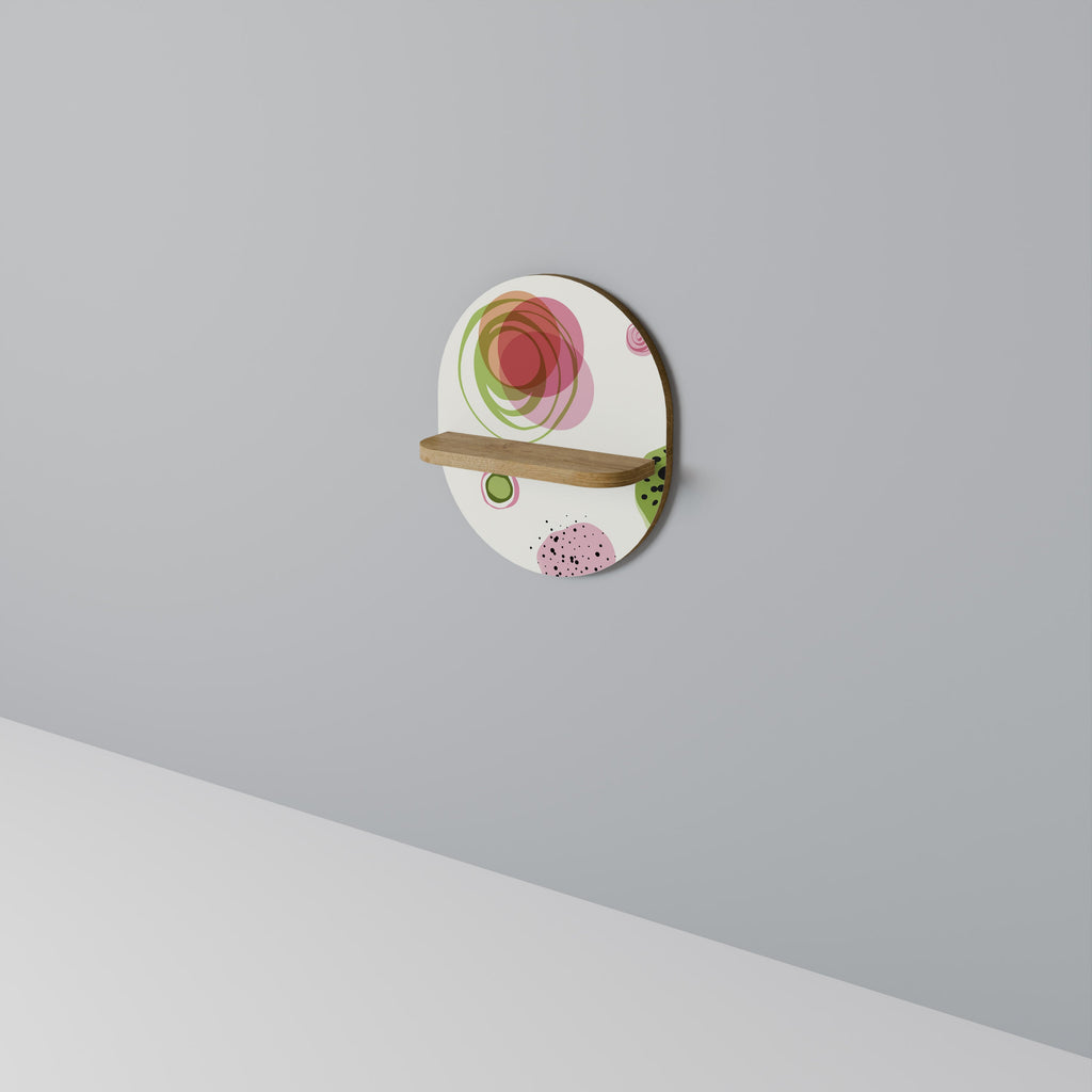 COLORFUL COSMOS Oval Art Shelf In Oak Effect