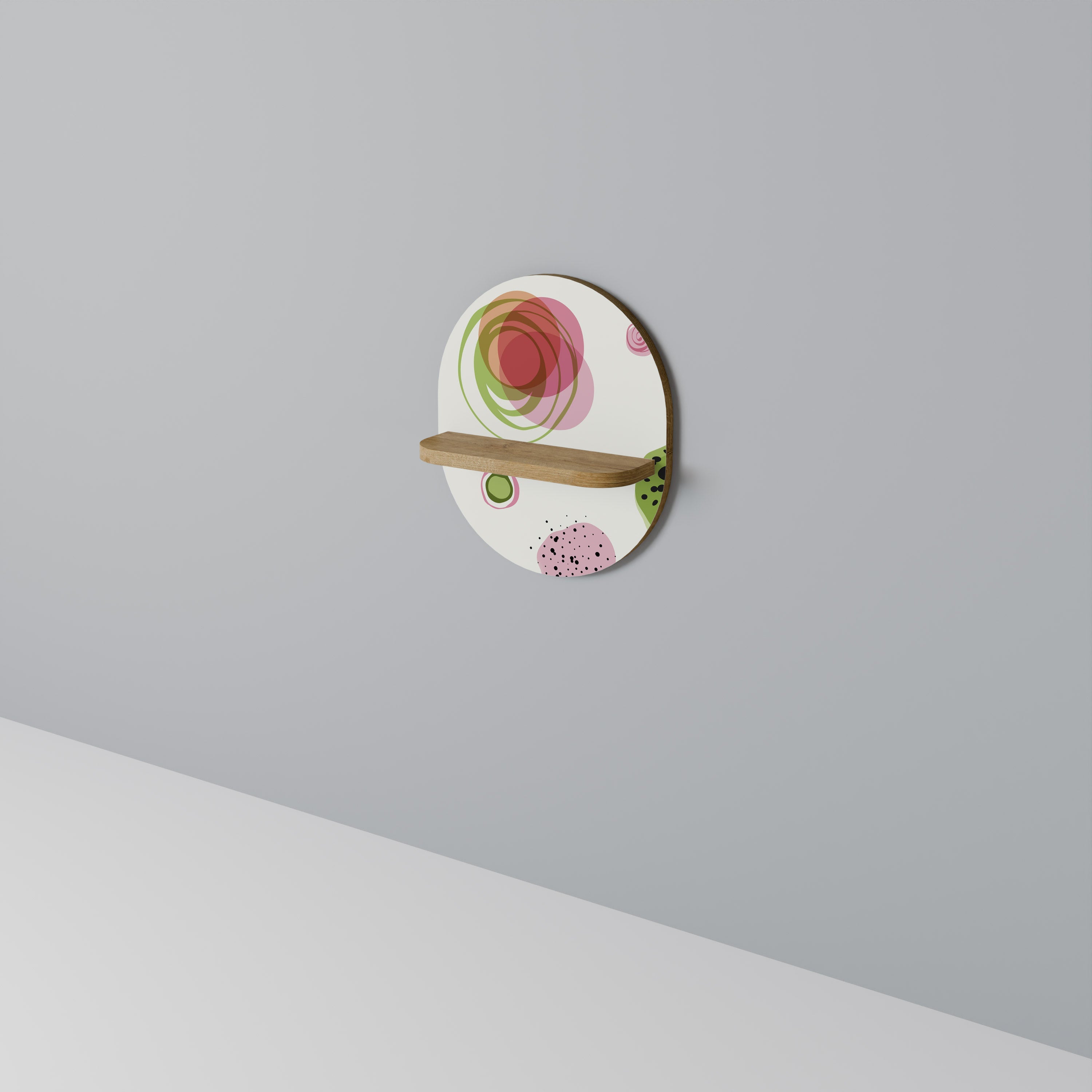 COLORFUL COSMOS Prateleira Oval Decorativa em Efeito Carvalho