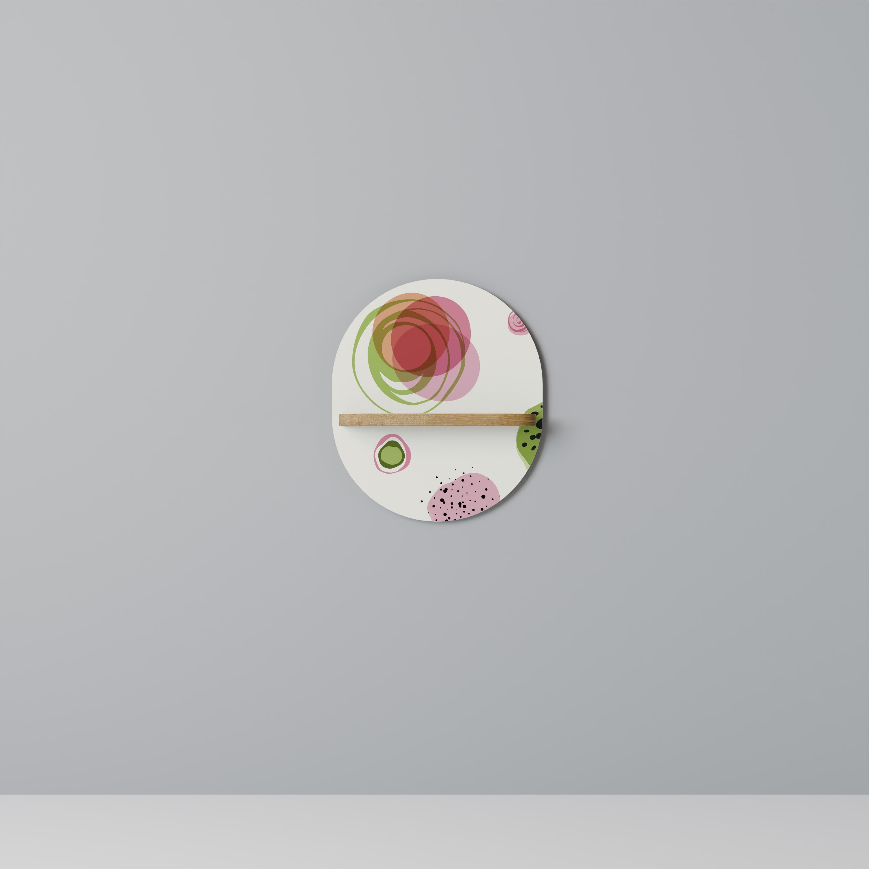 COLORFUL COSMOS Prateleira Oval Decorativa em Efeito Carvalho