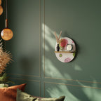 COLORFUL COSMOS Oval Art Shelf In Oak Effect