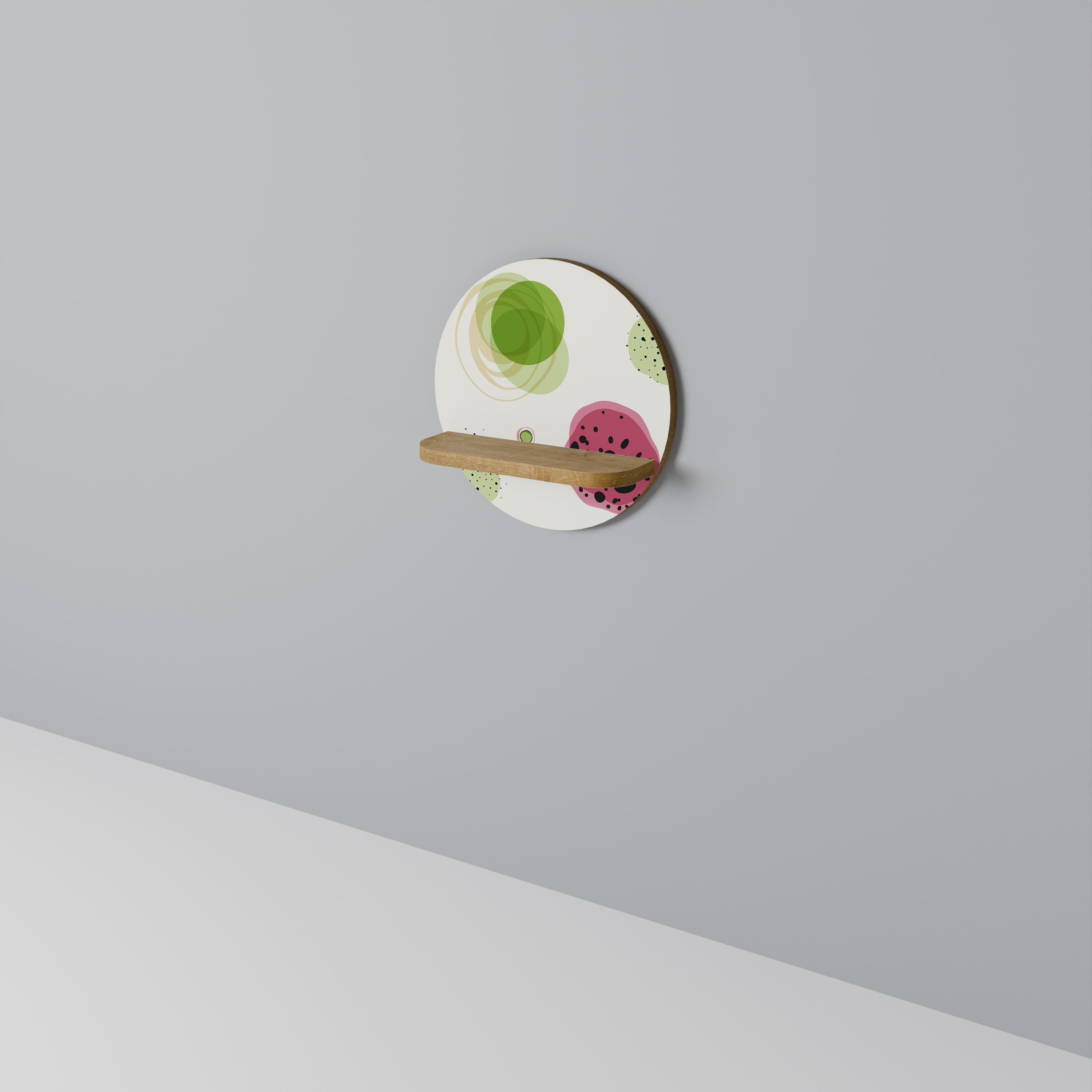 COLORFUL COSMOS Prateleira Redonda Decorativa em Efeito Carvalho