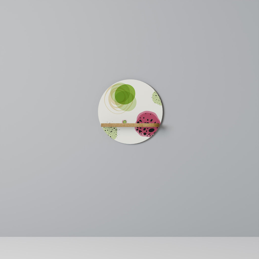 COLORFUL COSMOS Round Art Shelf In Oak Effect