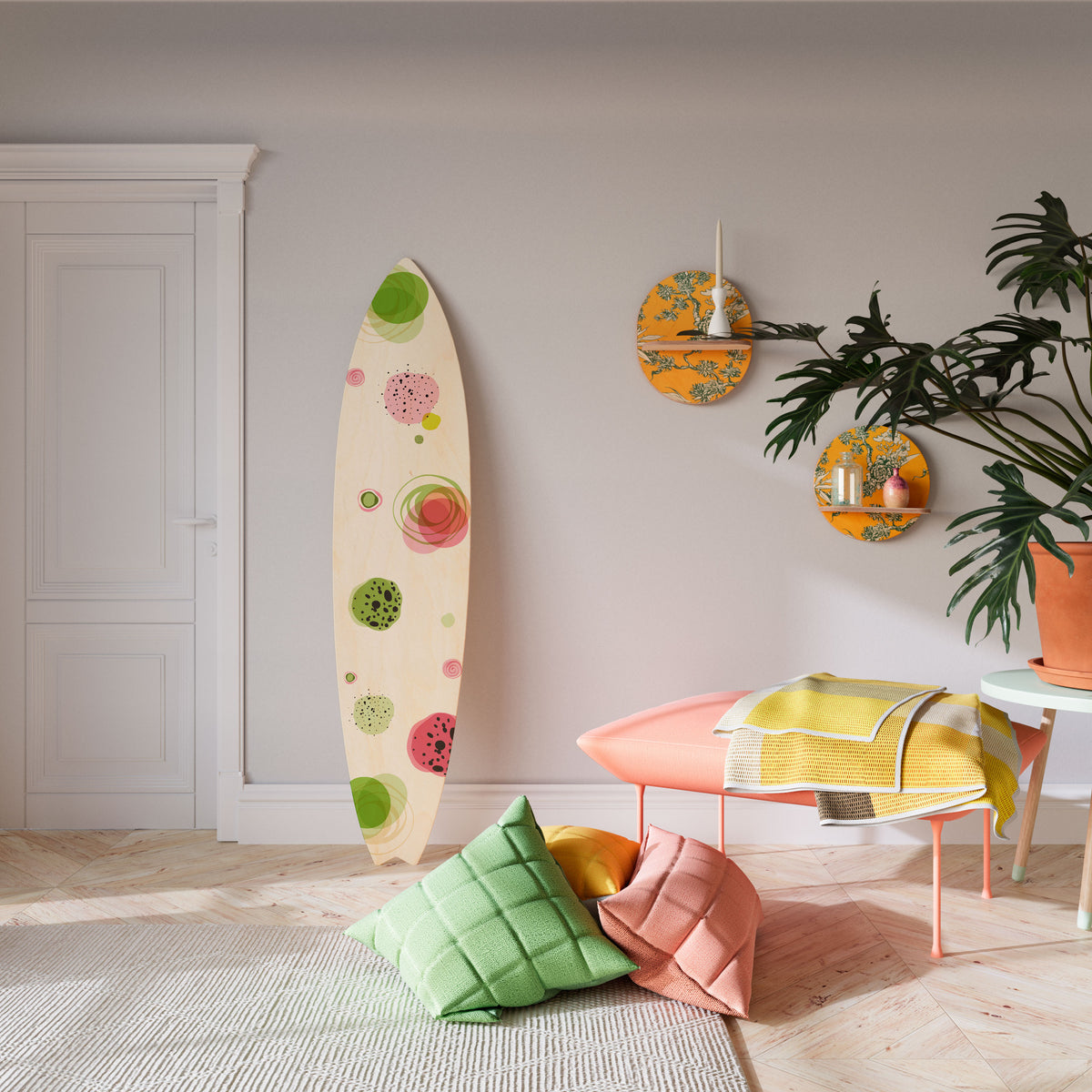 COLORFUL COSMOS Painel Decorativo Prancha de Surf