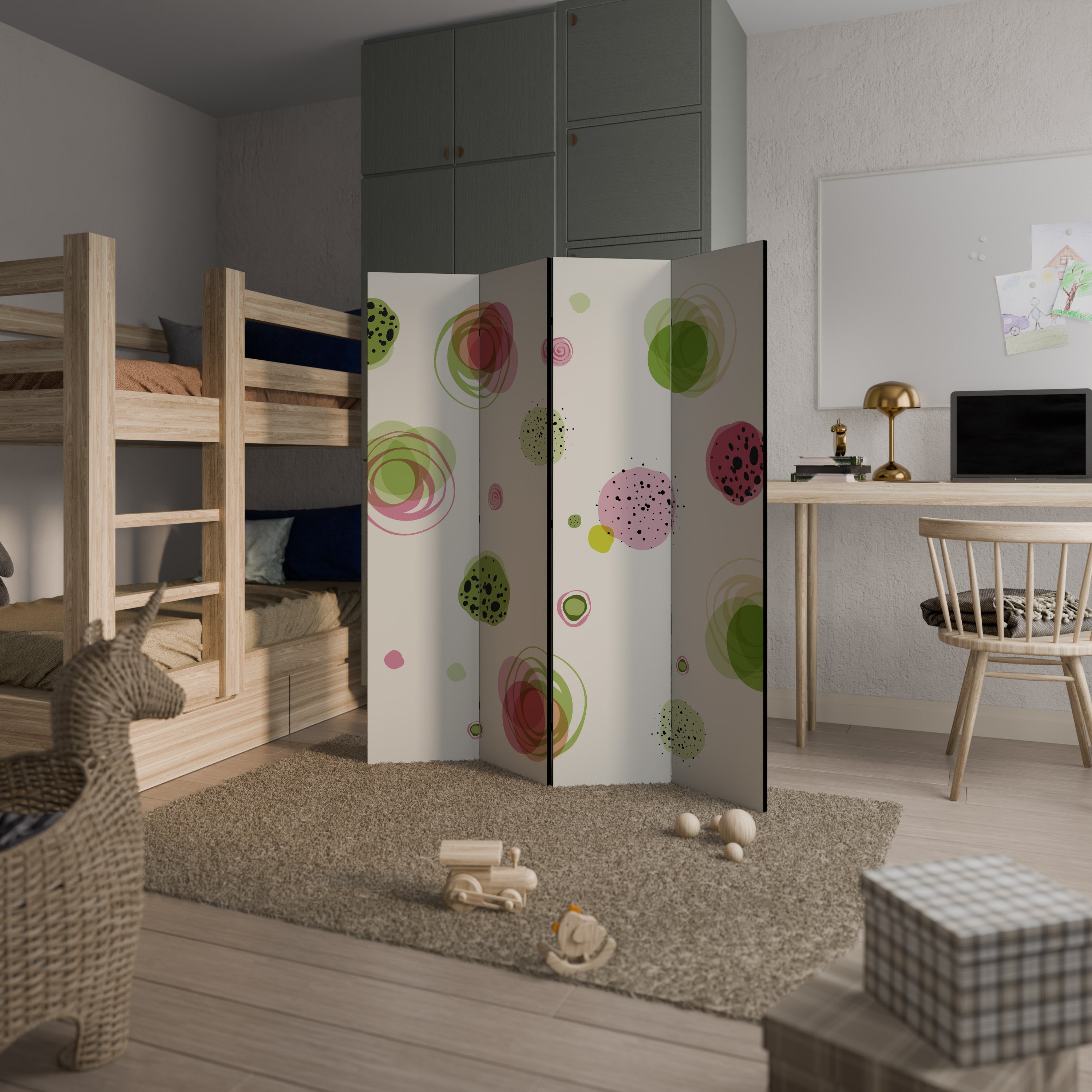 COLORFUL COSMOS Biombo Decorativo de 4 Painéis