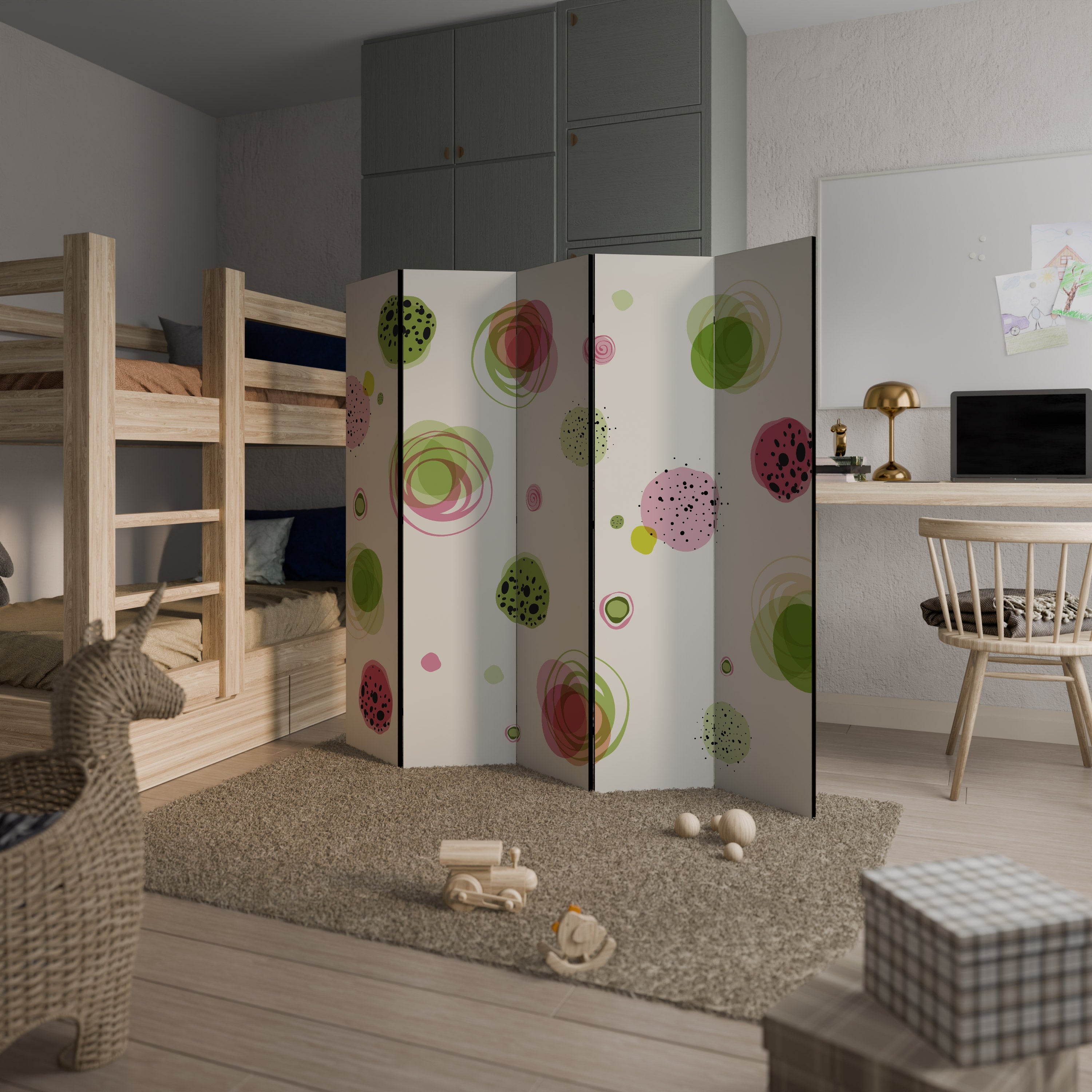 COLORFUL COSMOS Biombo Decorativo de 5 Painéis