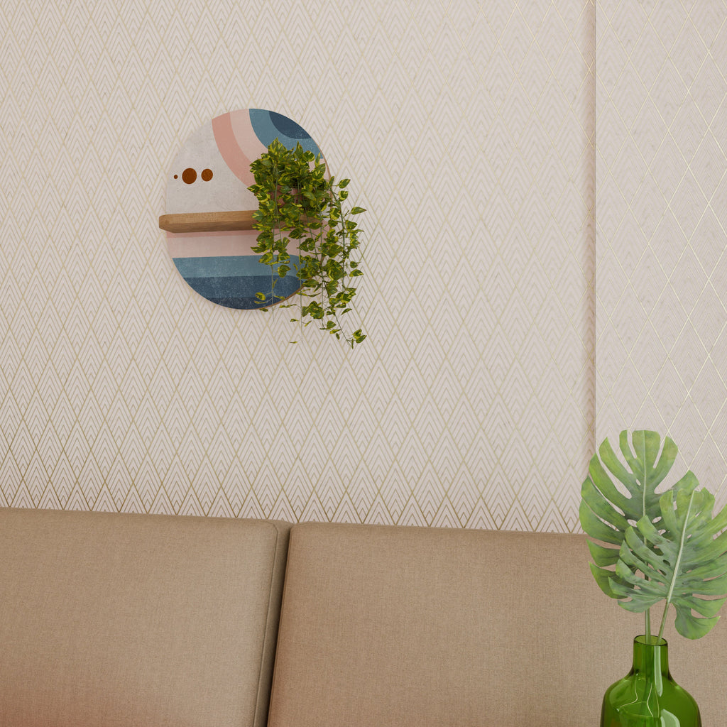 TWO HALVES Prateleira Oval Decorativa em Efeito Carvalho