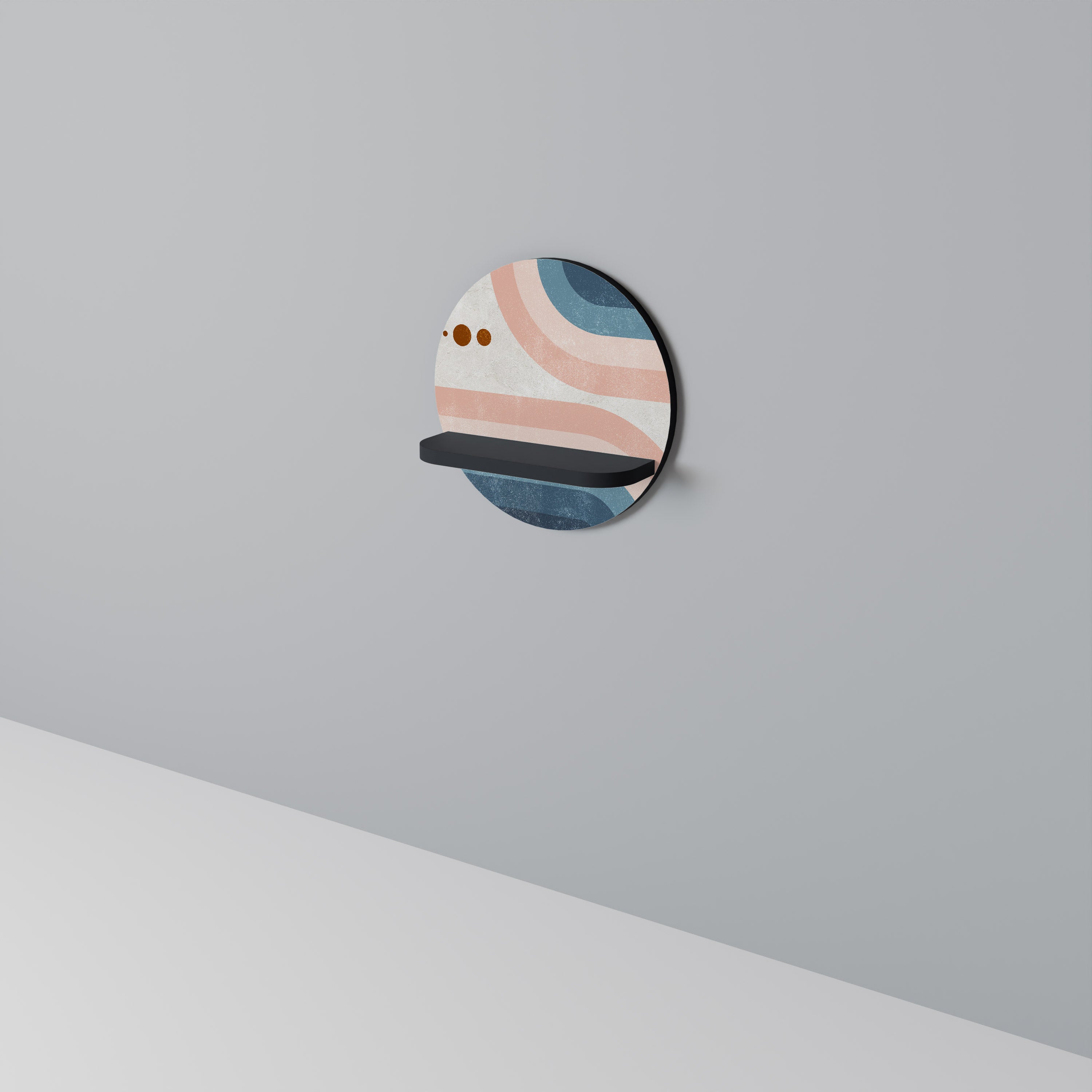 TWO HALVES Prateleira Redonda Decorativa em Acabamento Preto