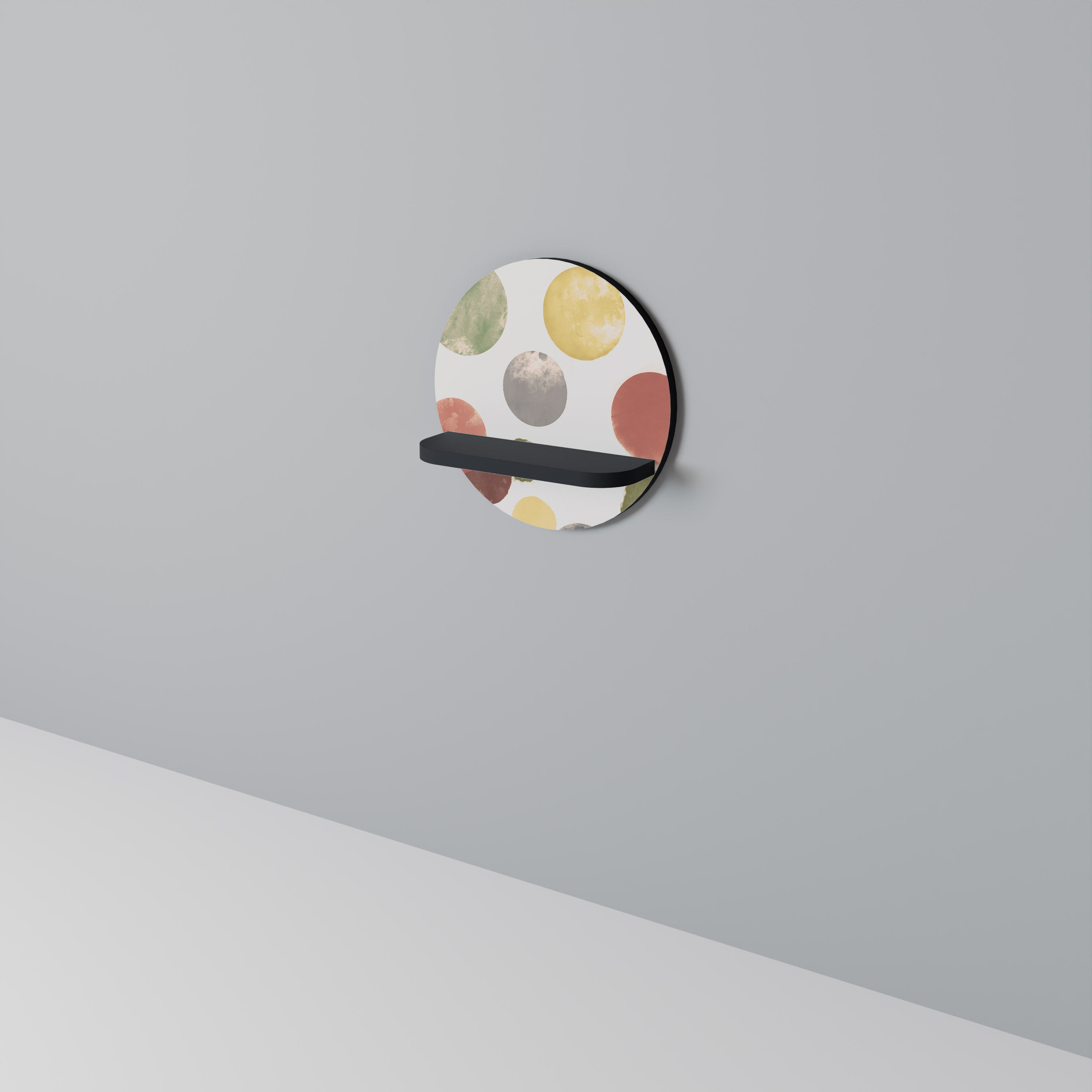 FLEETING HAPPINESS Prateleira Redonda Decorativa em Acabamento Preto