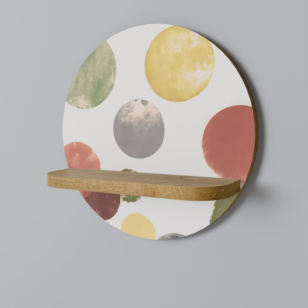 FLEETING HAPPINESS Round Art Shelf In Oak Effect