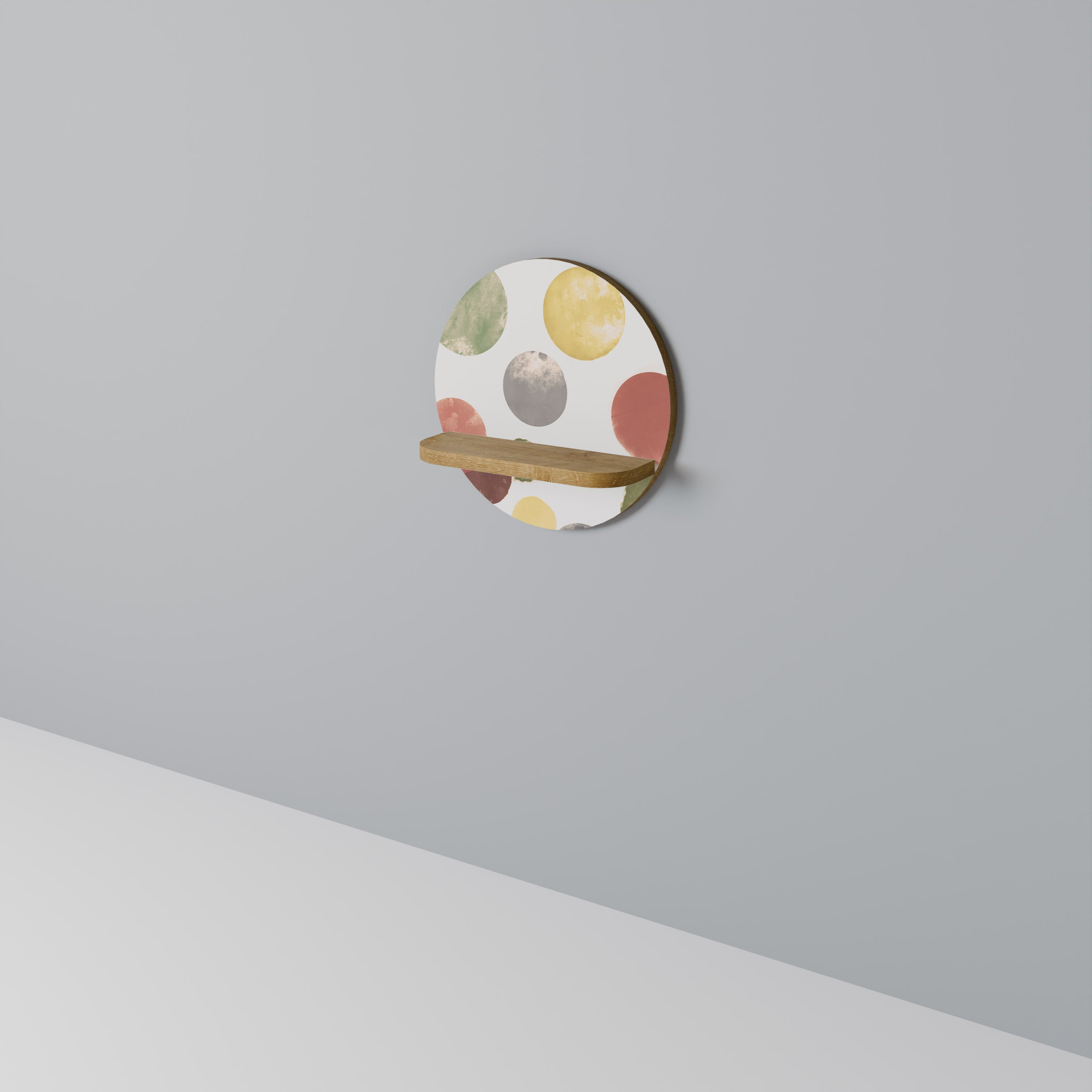 FLEETING HAPPINESS Prateleira Redonda Decorativa em Efeito Carvalho