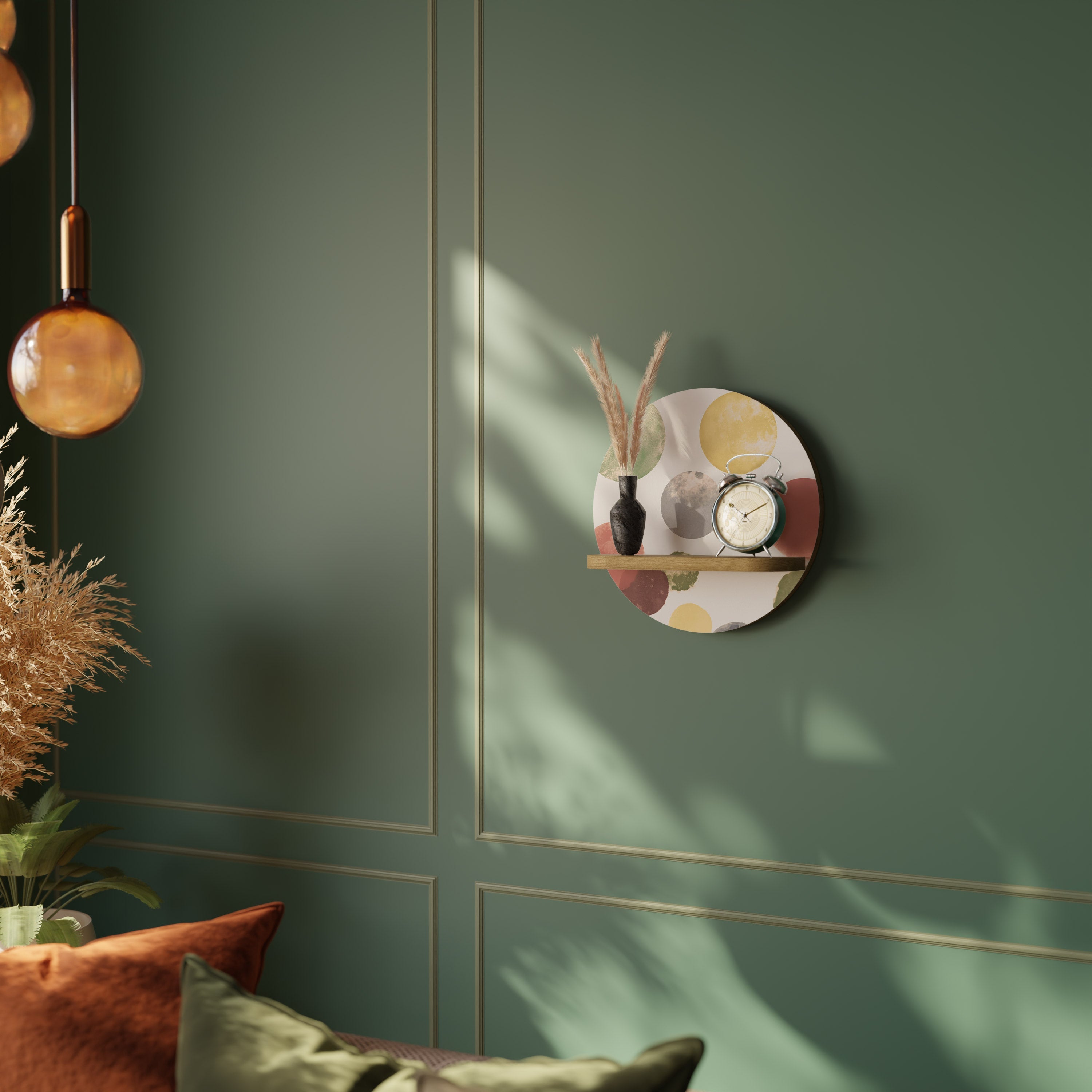 FLEETING HAPPINESS Prateleira Redonda Decorativa em Efeito Carvalho